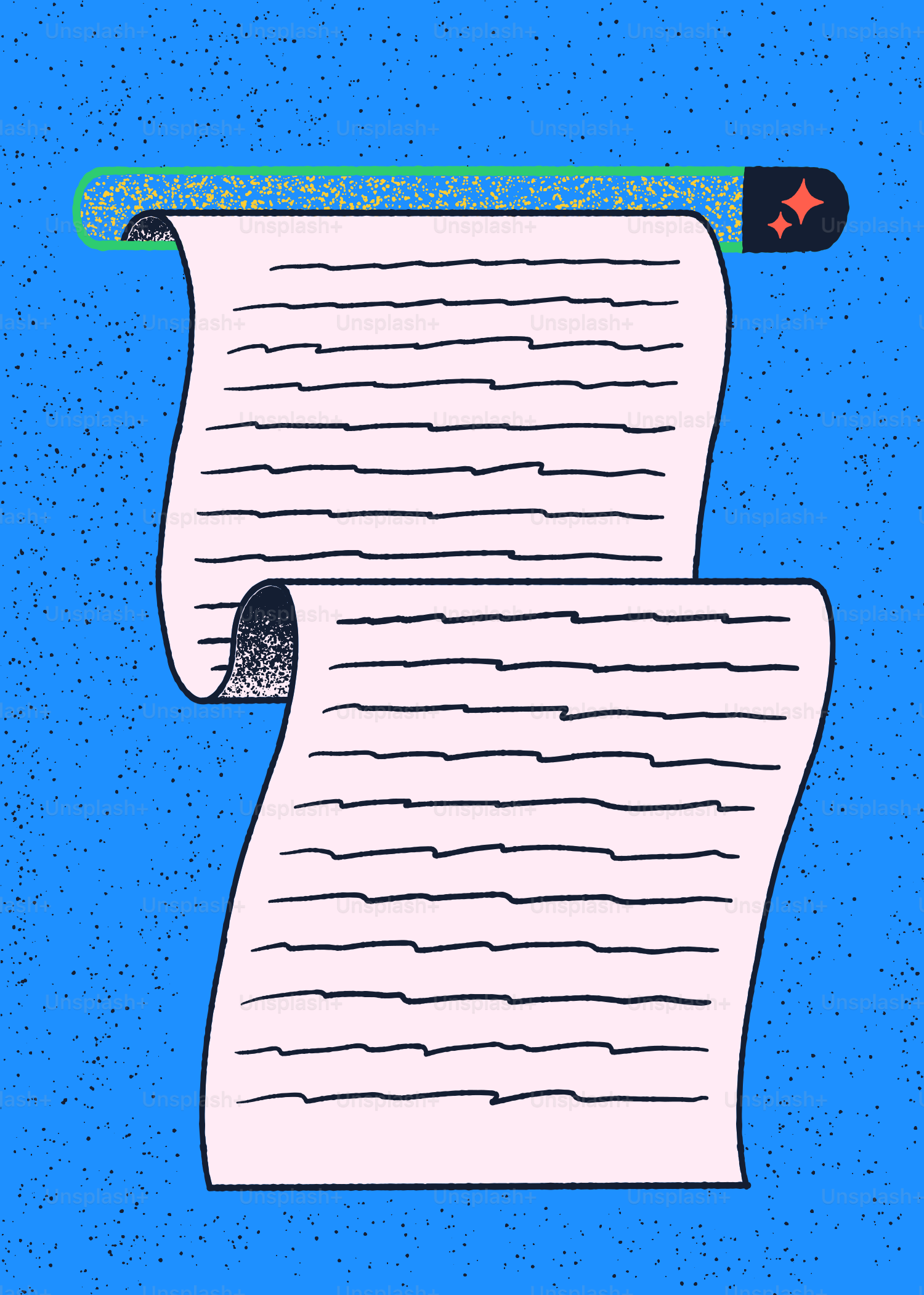 Un parchemin magique avec de nombreuses lignes de texte