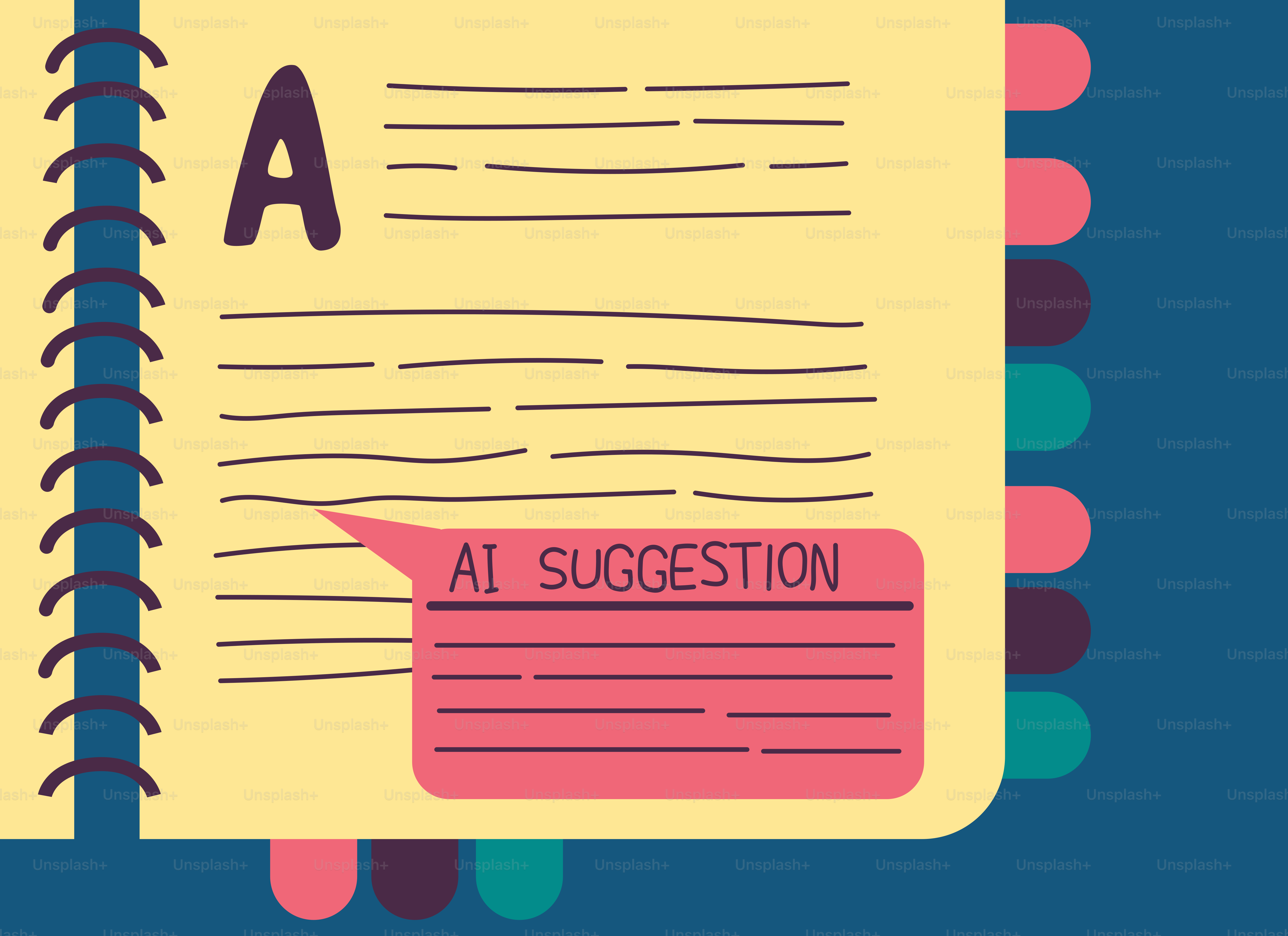 Page de carnet avec bulle de suggestions IA