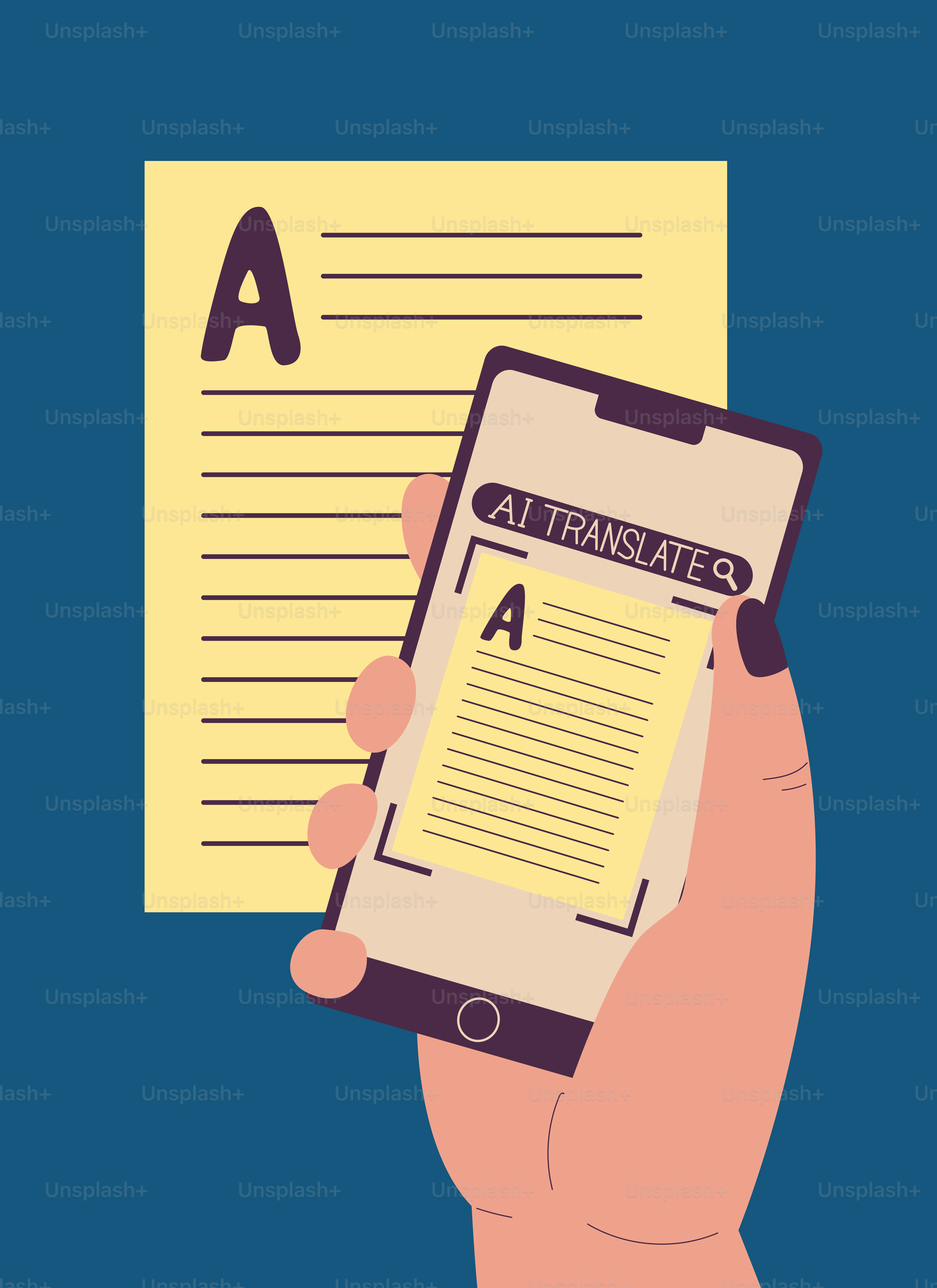 Tenir la main sur le téléphone en train de traduire du texte à partir de papier.