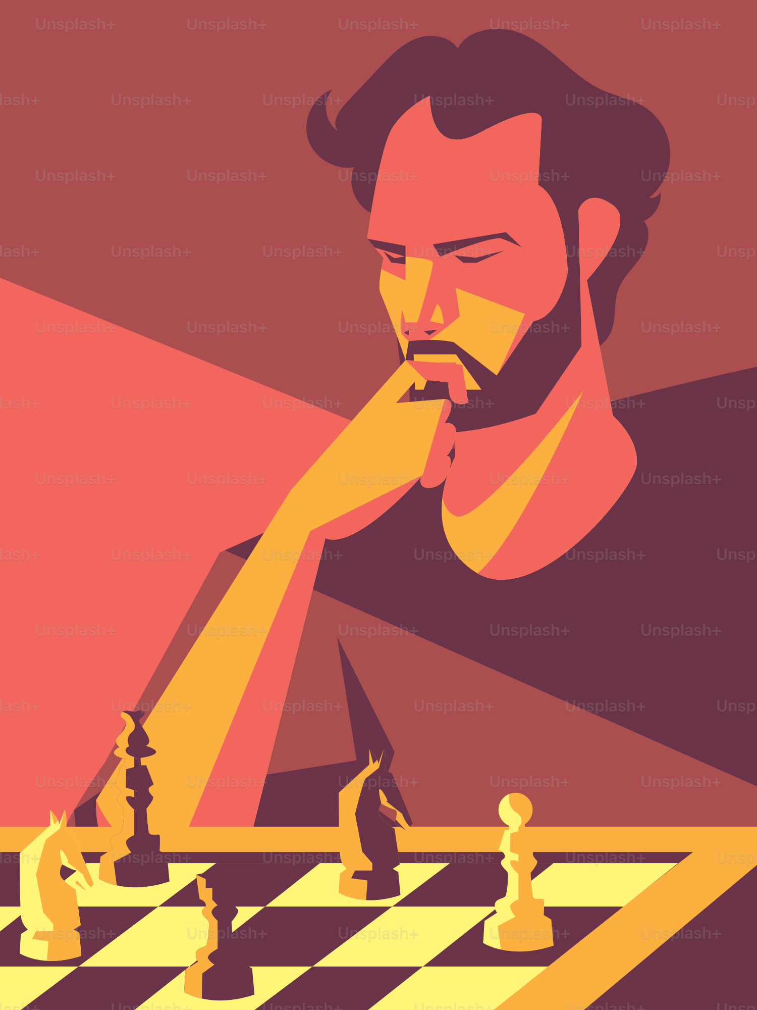 Man thinking while playing chess