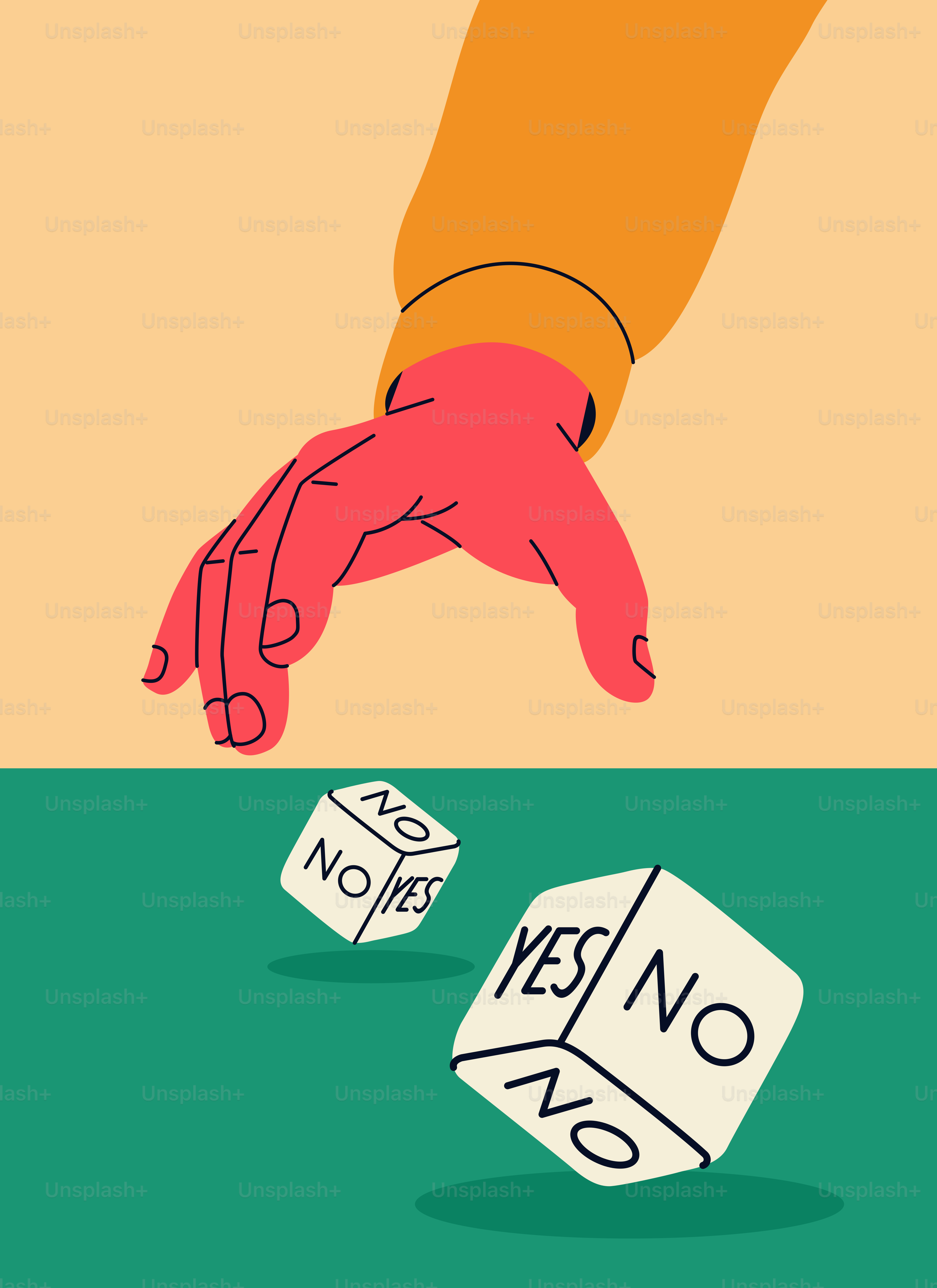 Tirare i dadi a mano con opzioni sì e no.