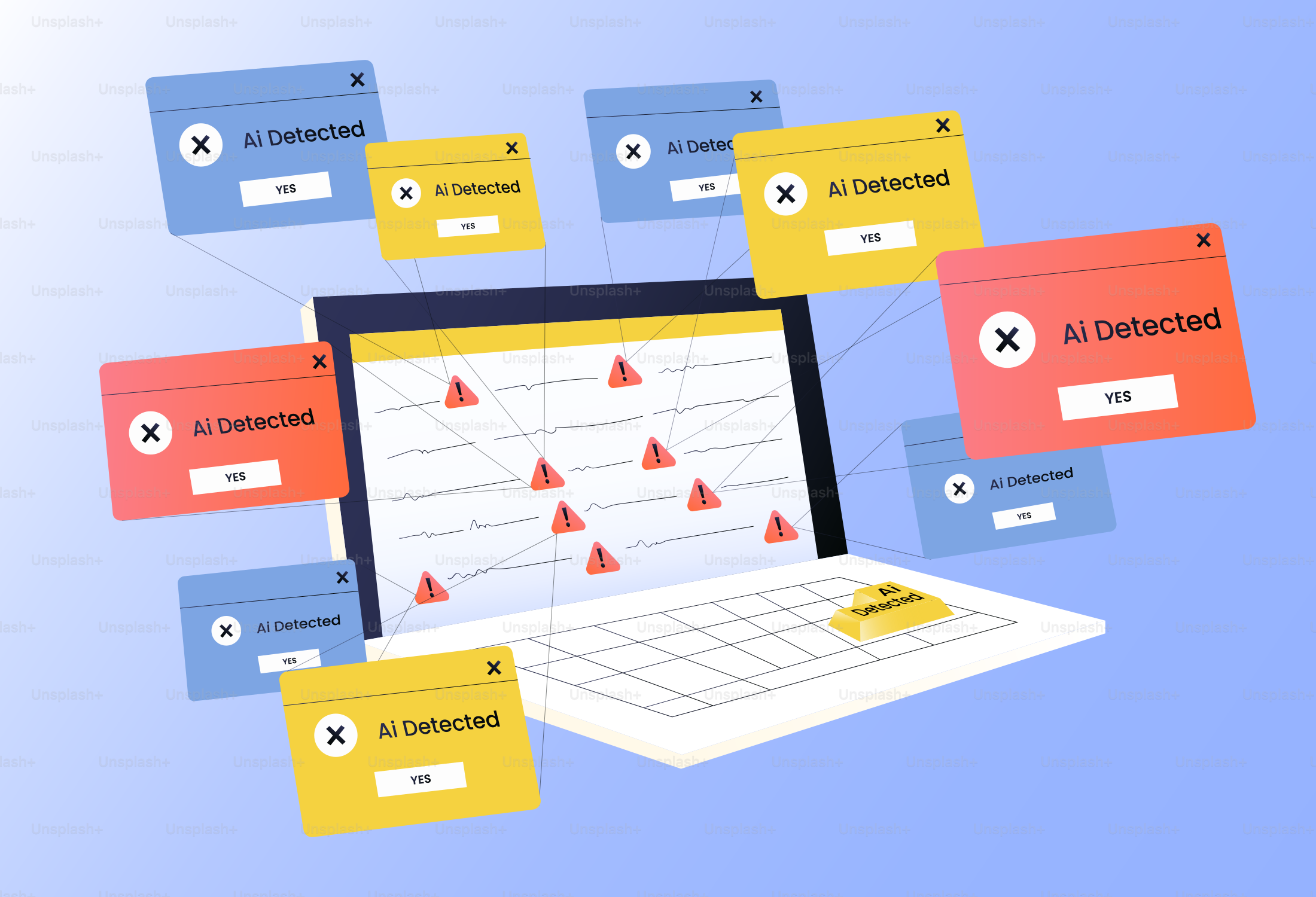 L’écran de l’ordinateur portable affiche les alertes détectées par l’IA.