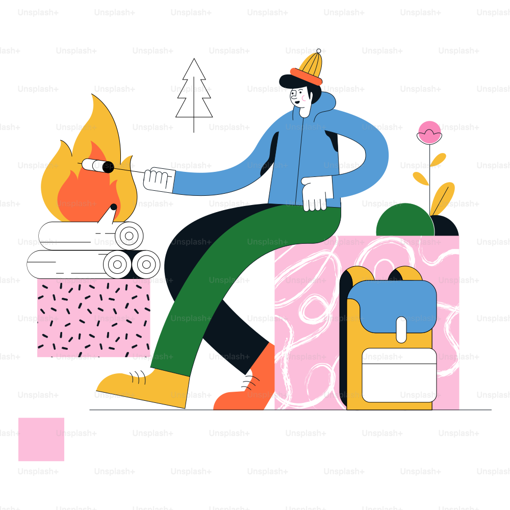 Person lighting a campfire with a matchstick