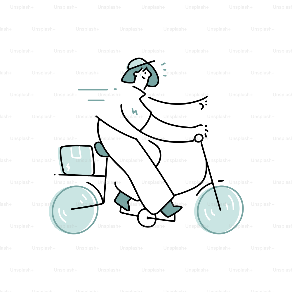 Person riding a bicycle with a package on back