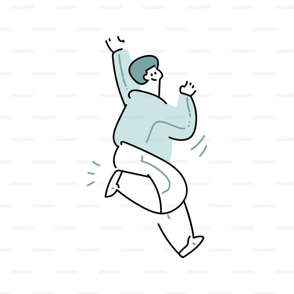 A cartoon person jumping with joy.