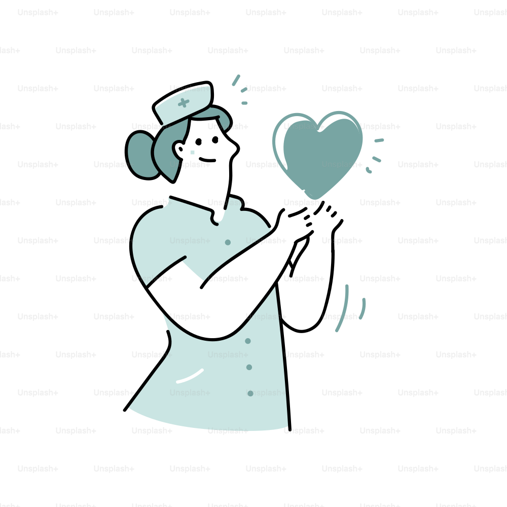 Nurse holding a glowing heart with care