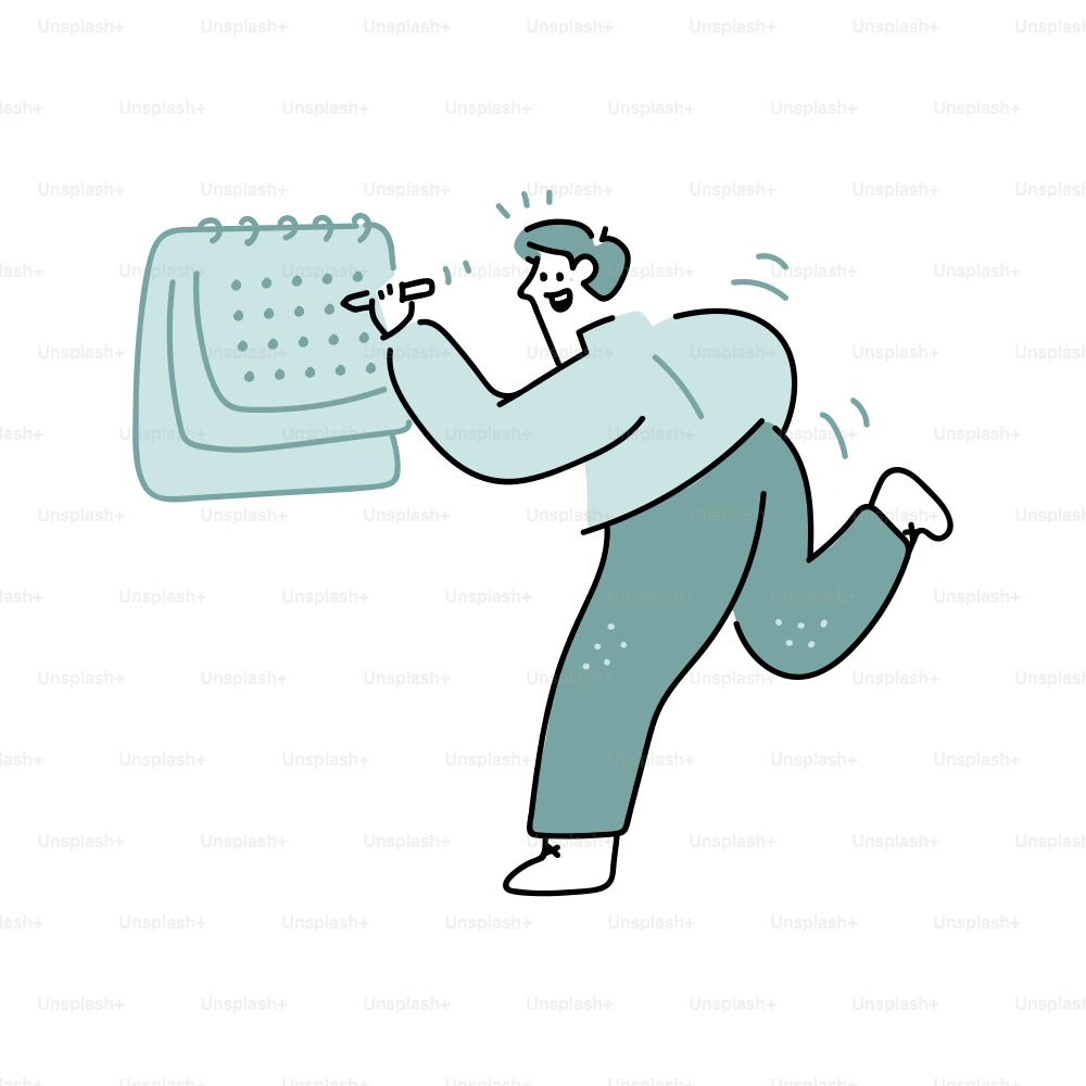 Hombre marcando una fecha en un calendario con un bolígrafo