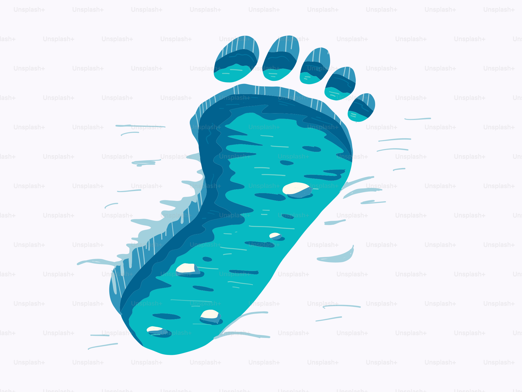 Impresión de huella azul sobre una superficie blanca