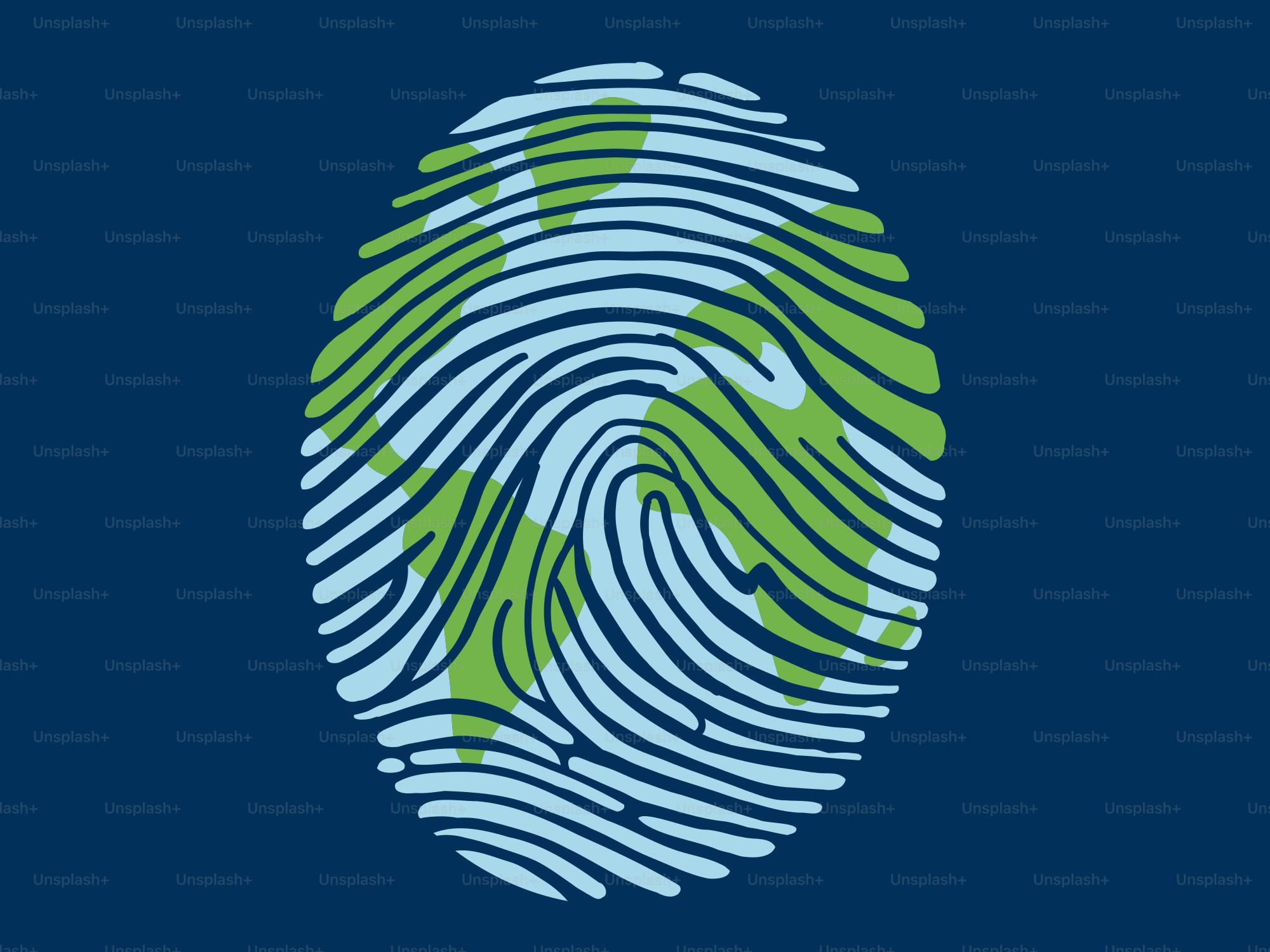 La Tierra como huella dactilar sobre un fondo azul