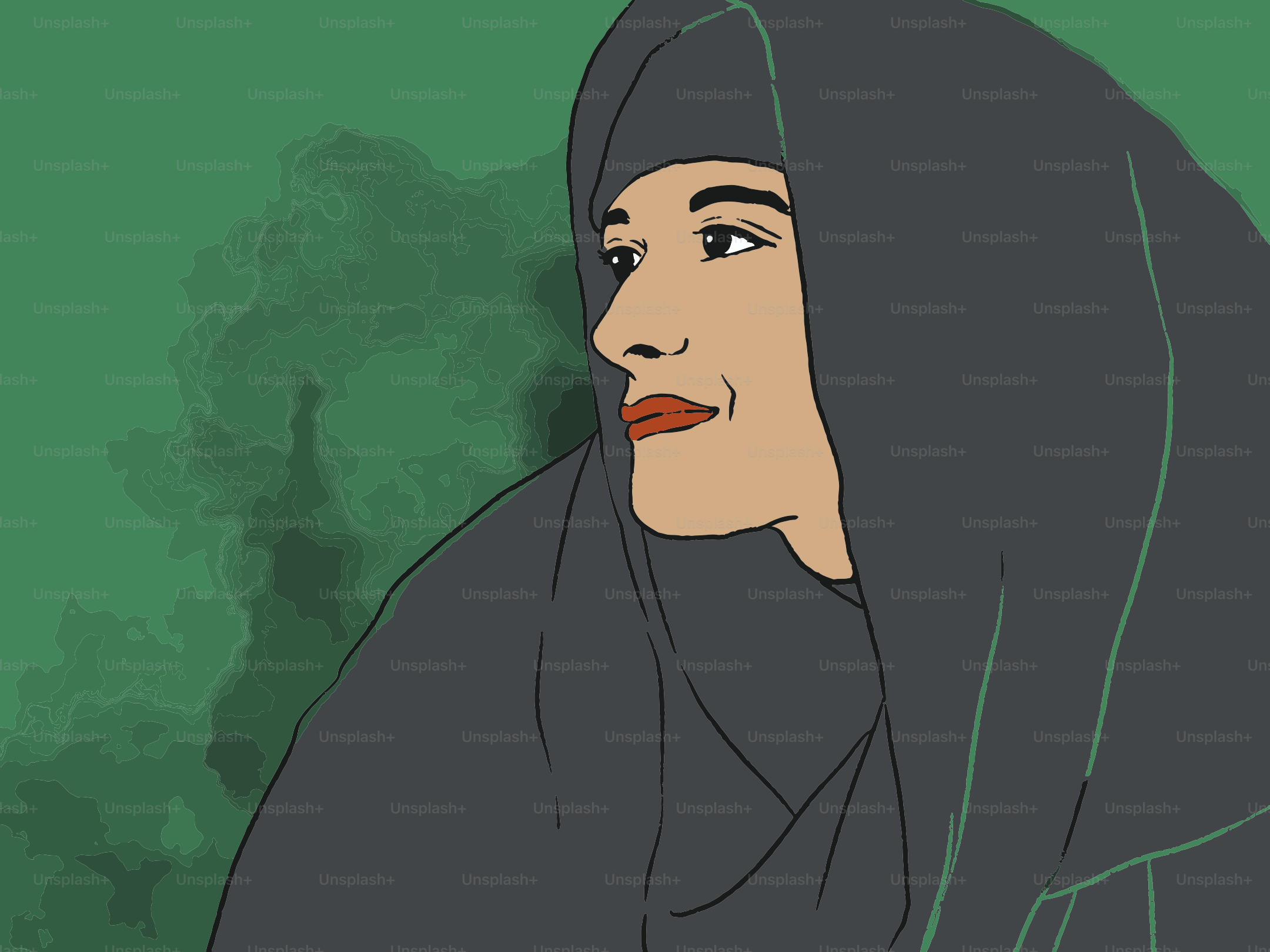 Woman in a black hijab looking to the side.