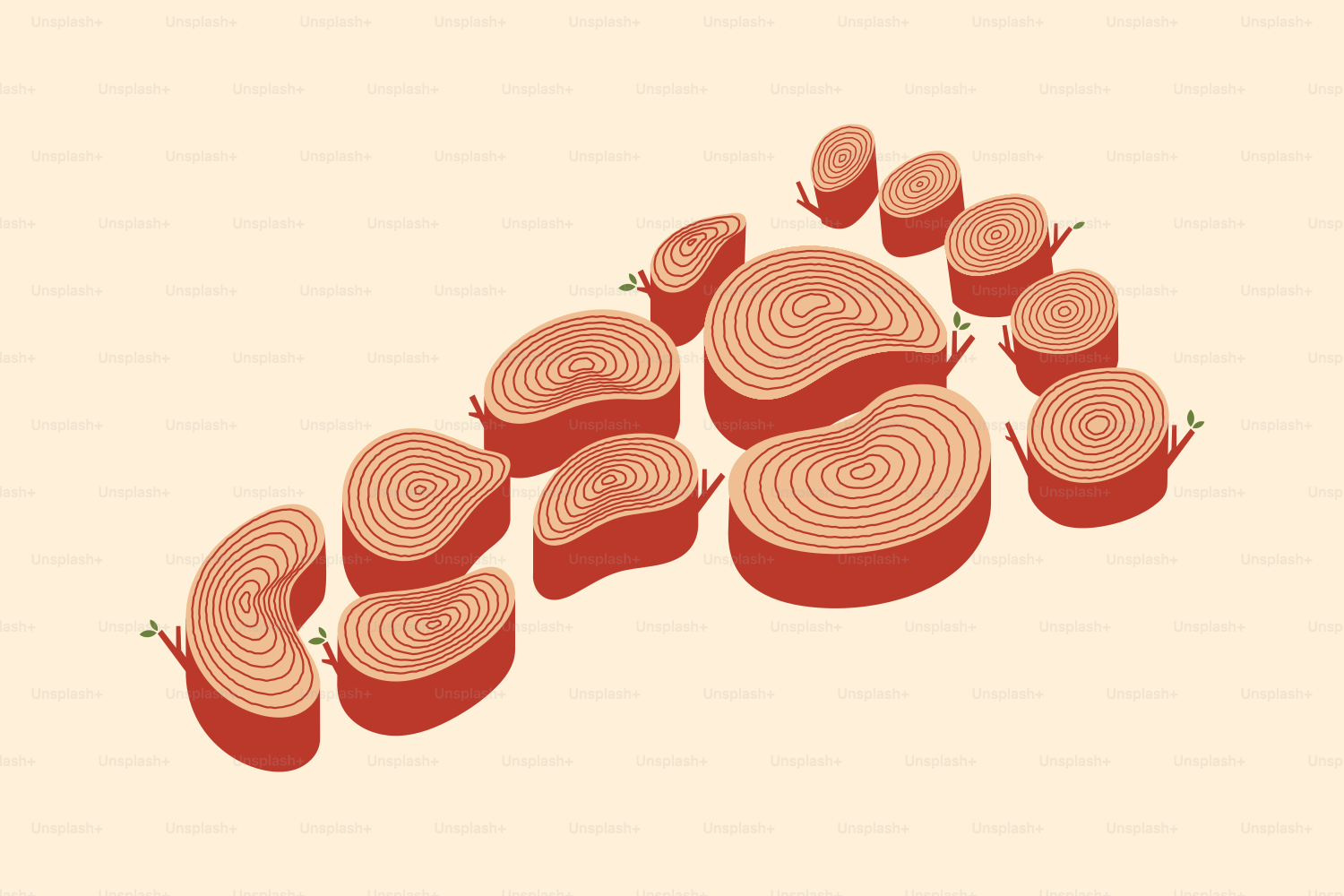 Abstract representation of a foot made of wood slices