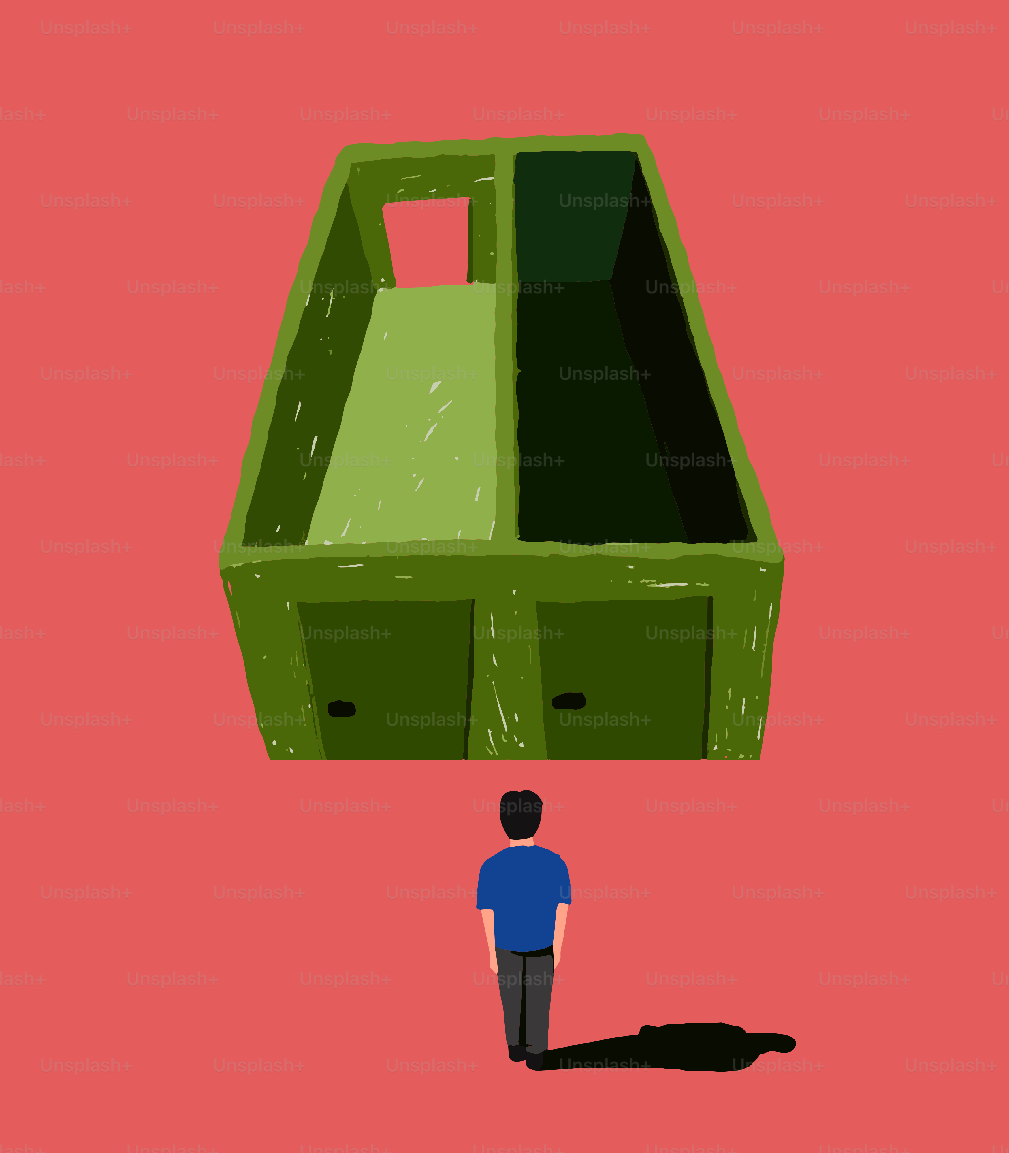 Homem está diante de uma porta verde aberta com dois cômodos.