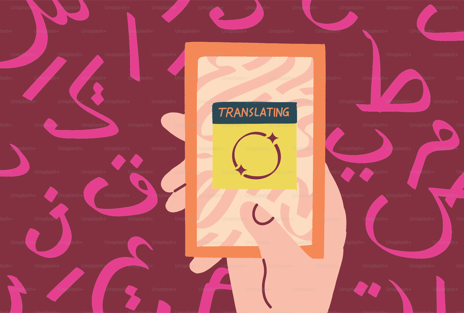 Hand holding phone with translation app open