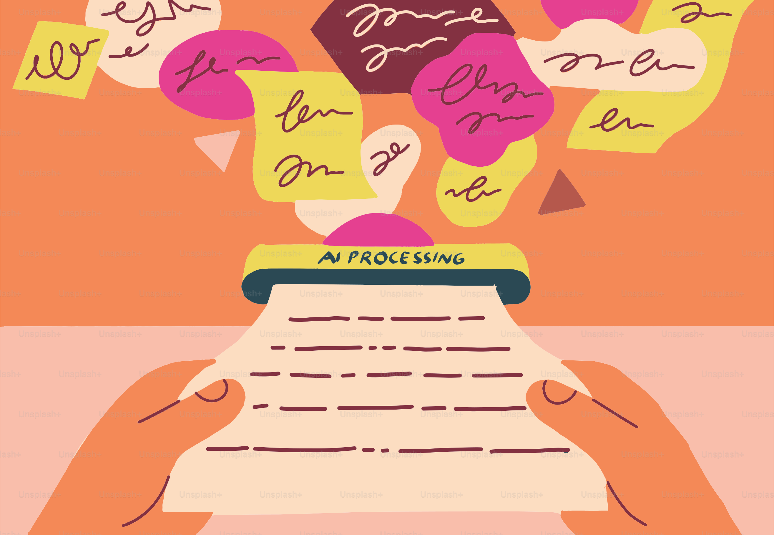 L’IA traite le texte à partir de formes abstraites vers un document.