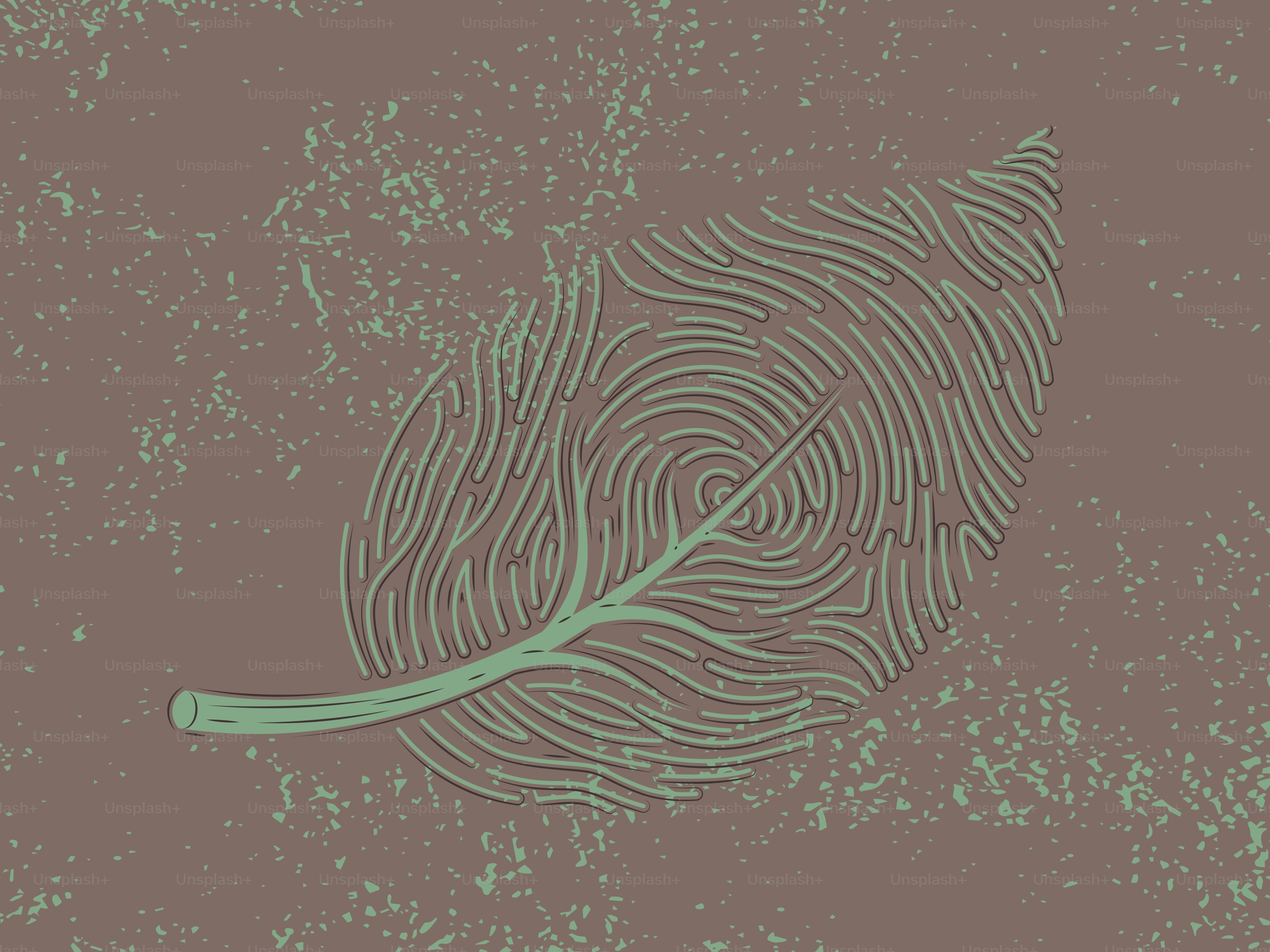 Leaf with fingerprint pattern on textured background