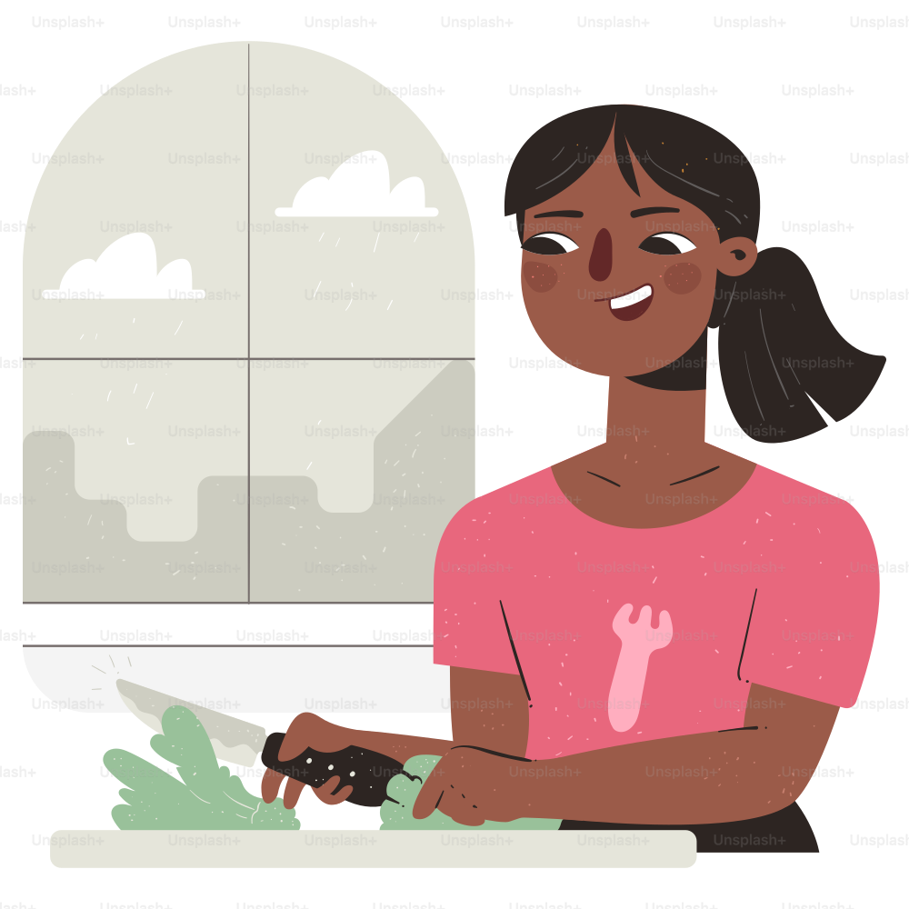 Una donna che taglia verdure in cucina