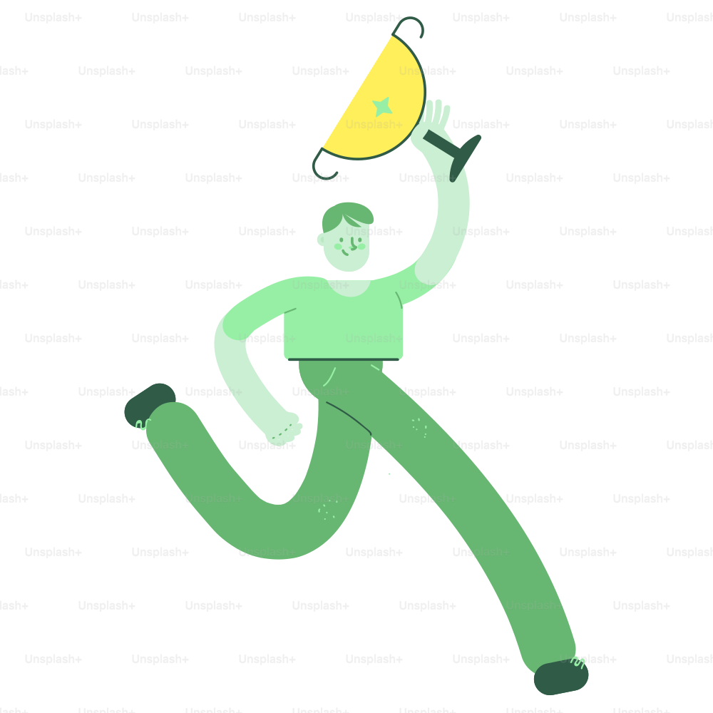 Person running with a trophy overhead