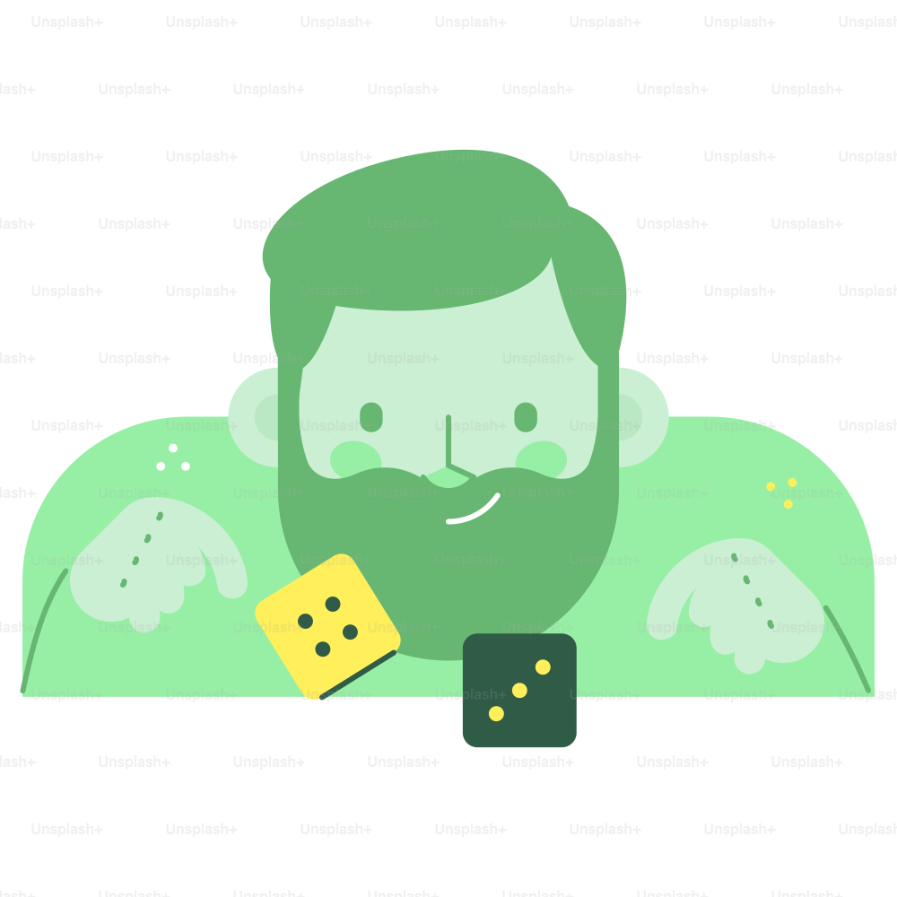 Man with beard playing with dice
