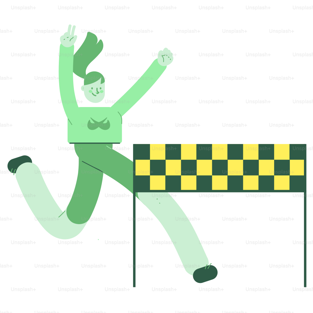 A person jumping over a hurdle with arms raised.