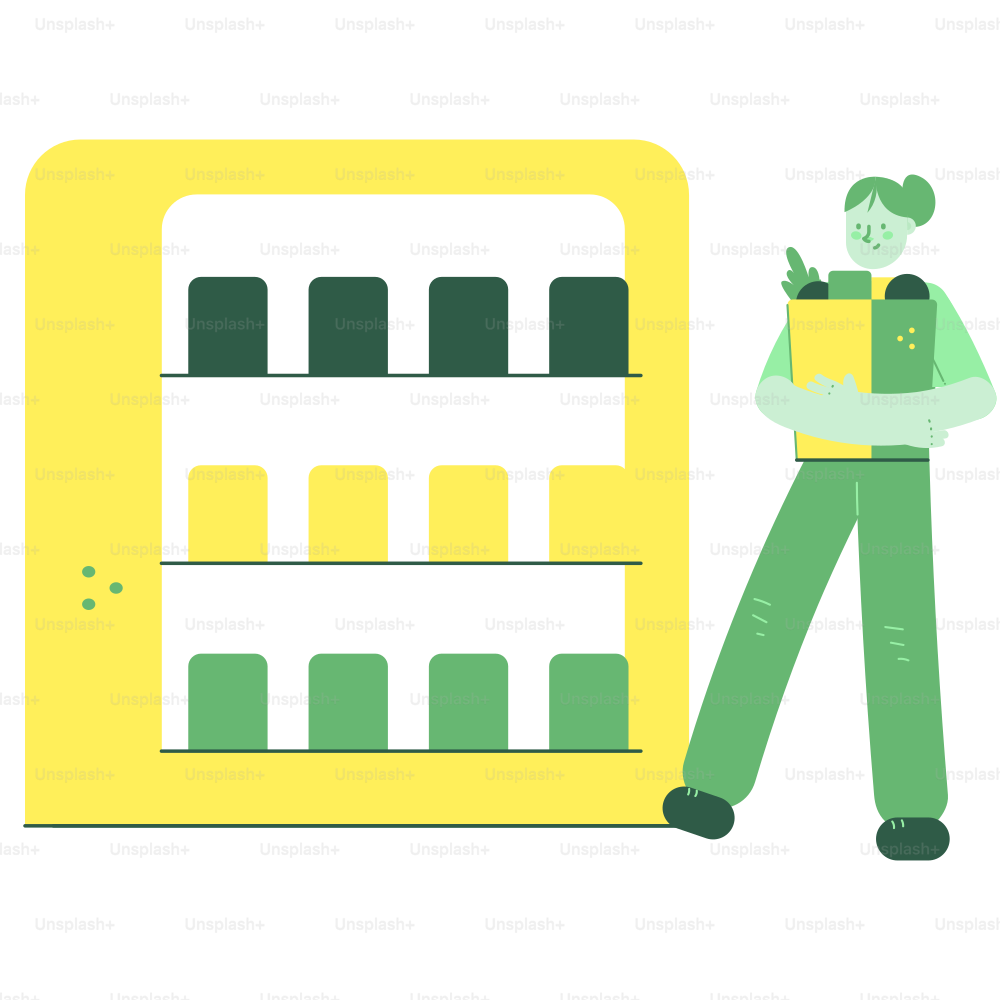 Femme avec des courses près d’un distributeur automatique