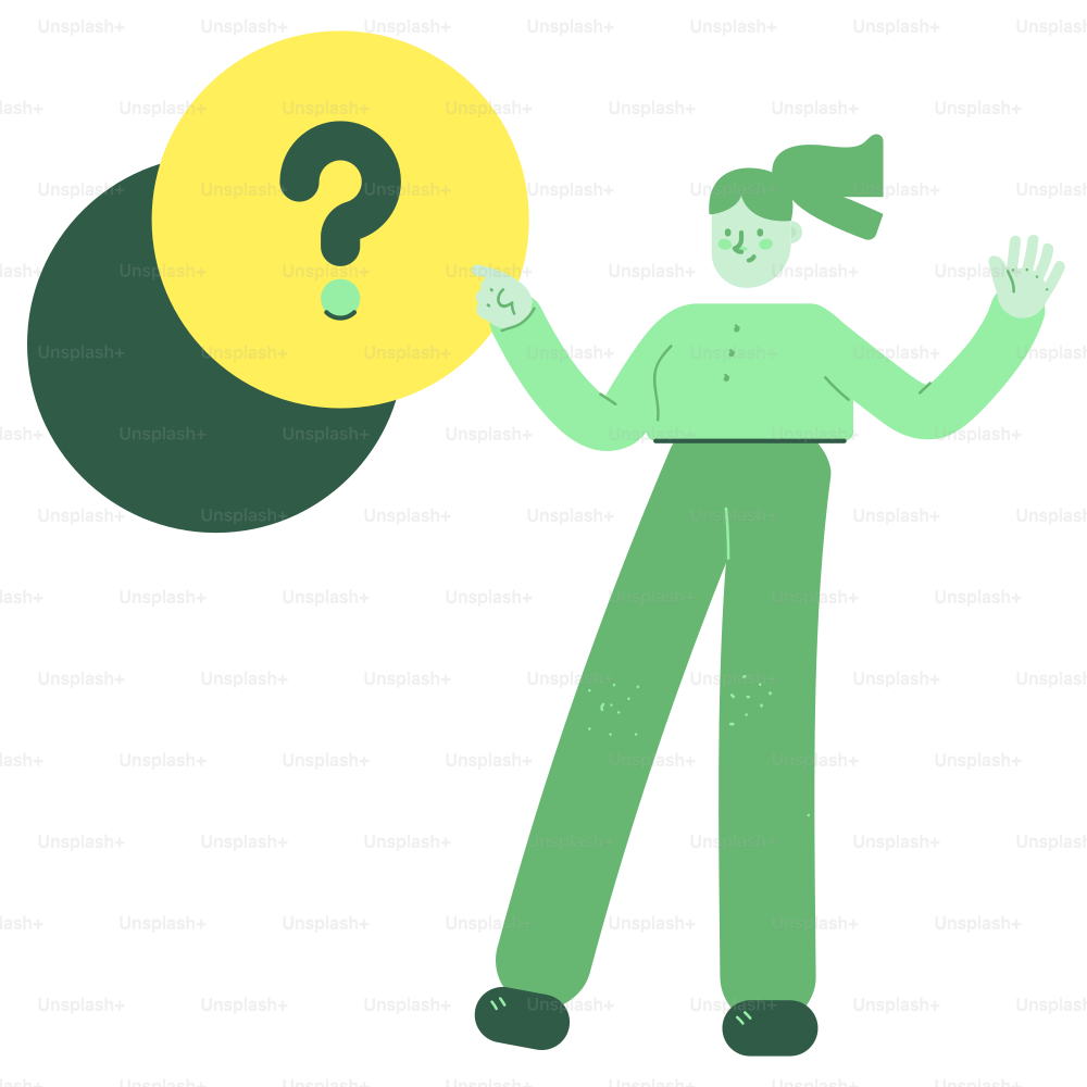 Woman with question mark symbol