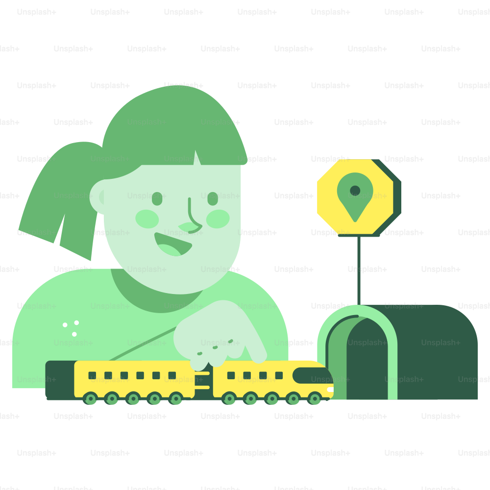 Kind spielt mit einer Spielzeugeisenbahn und einem Tunnel.