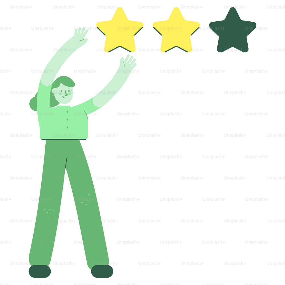 Person reaching for two yellow stars and one green star.