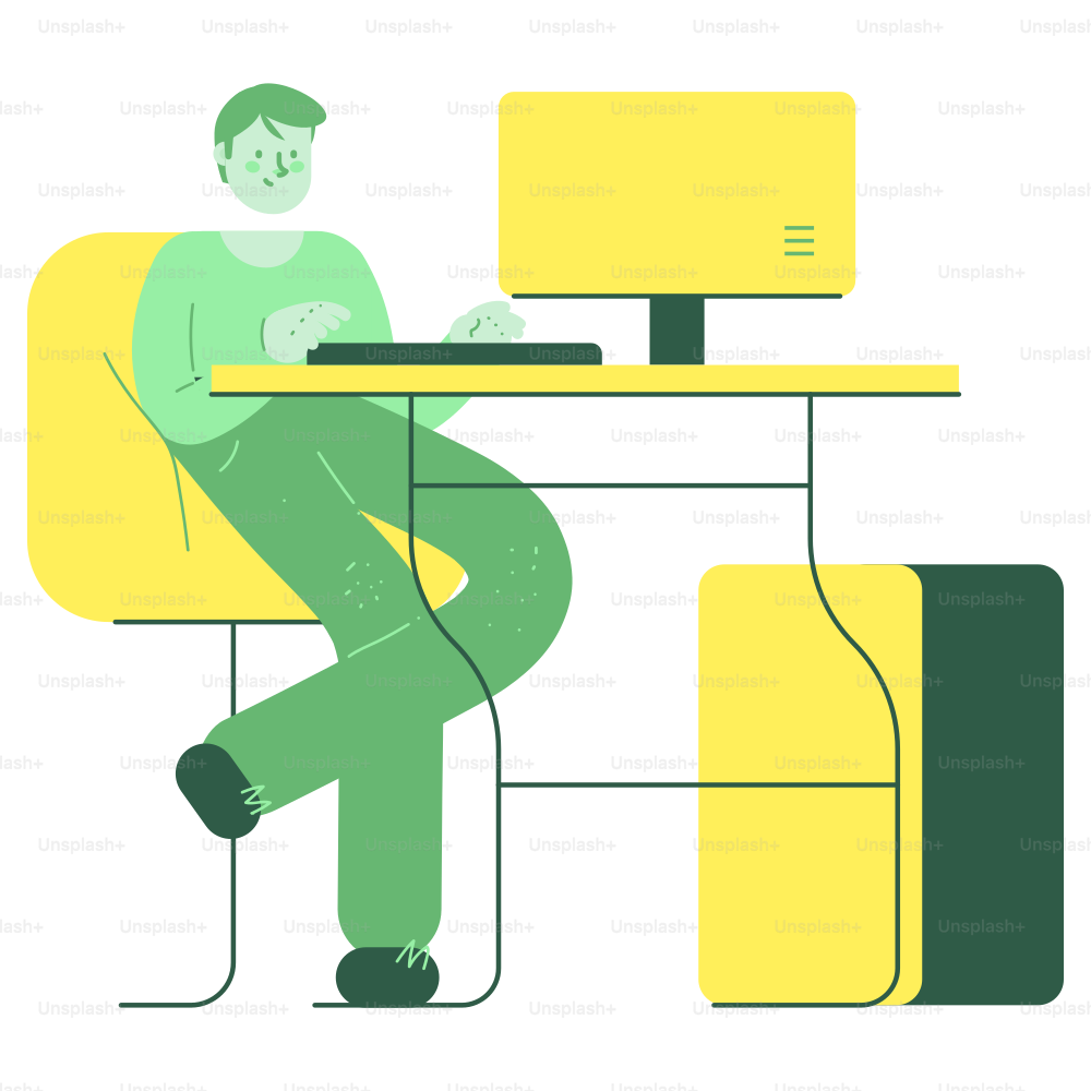 Man sitting at a desk using a computer