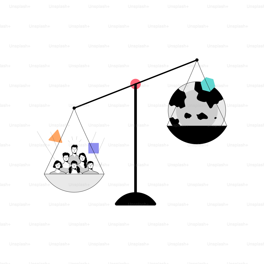 Bilancia che bilancia le persone e il mondo