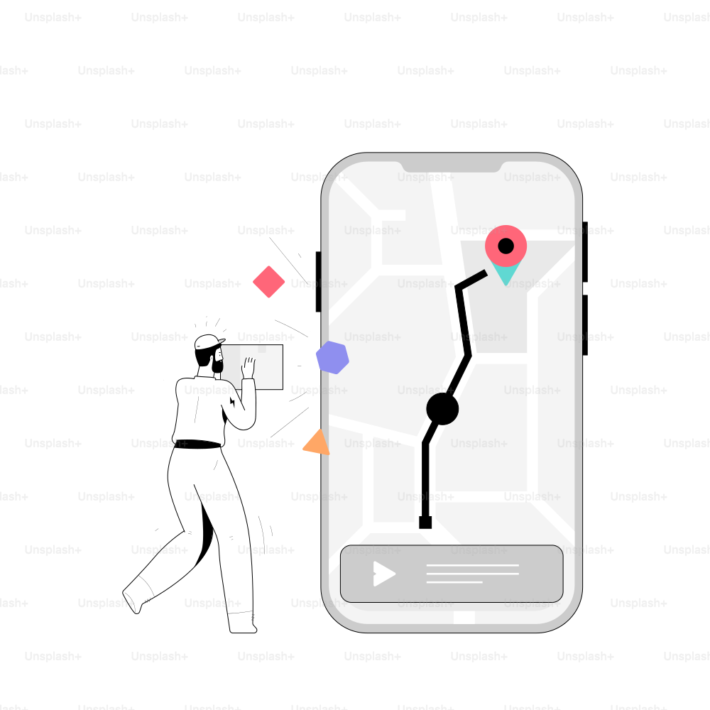 Persona usando el teléfono con navegación y ruta