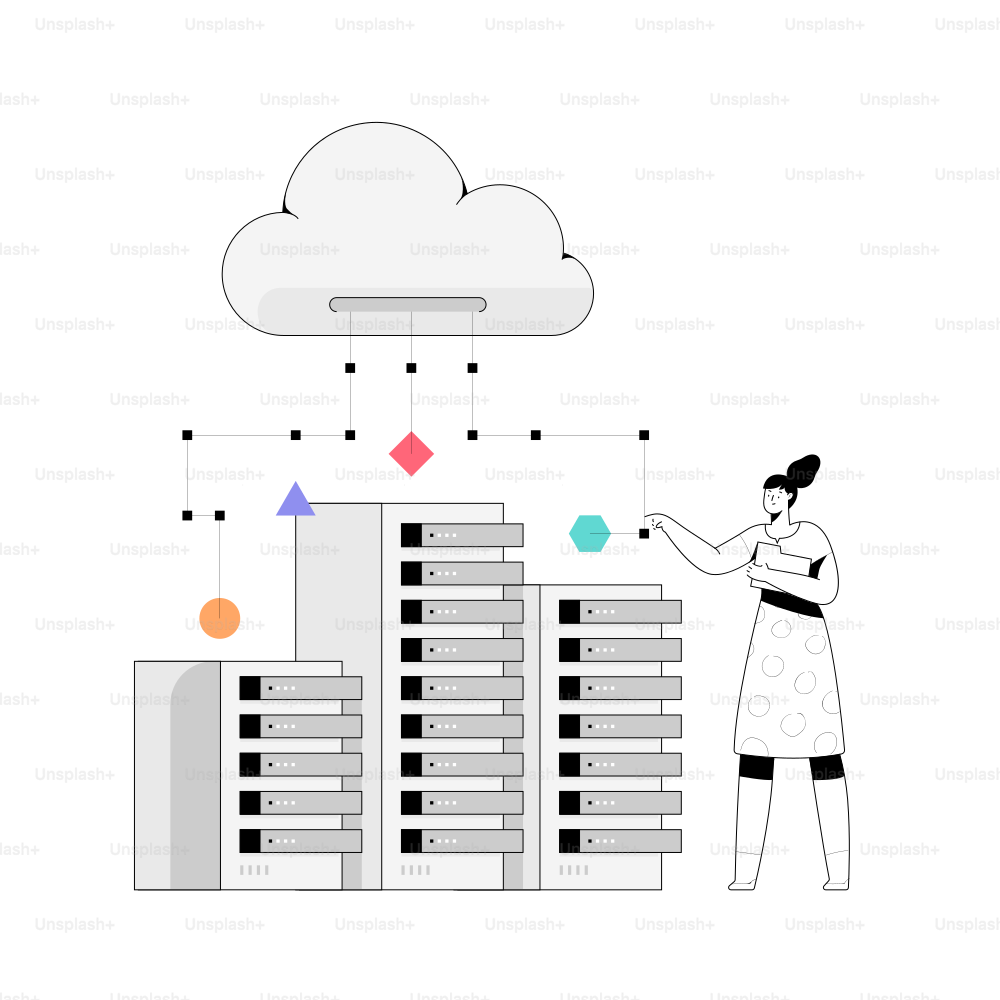 Cloud computing with servers and data flow vector – Technology Image on ...