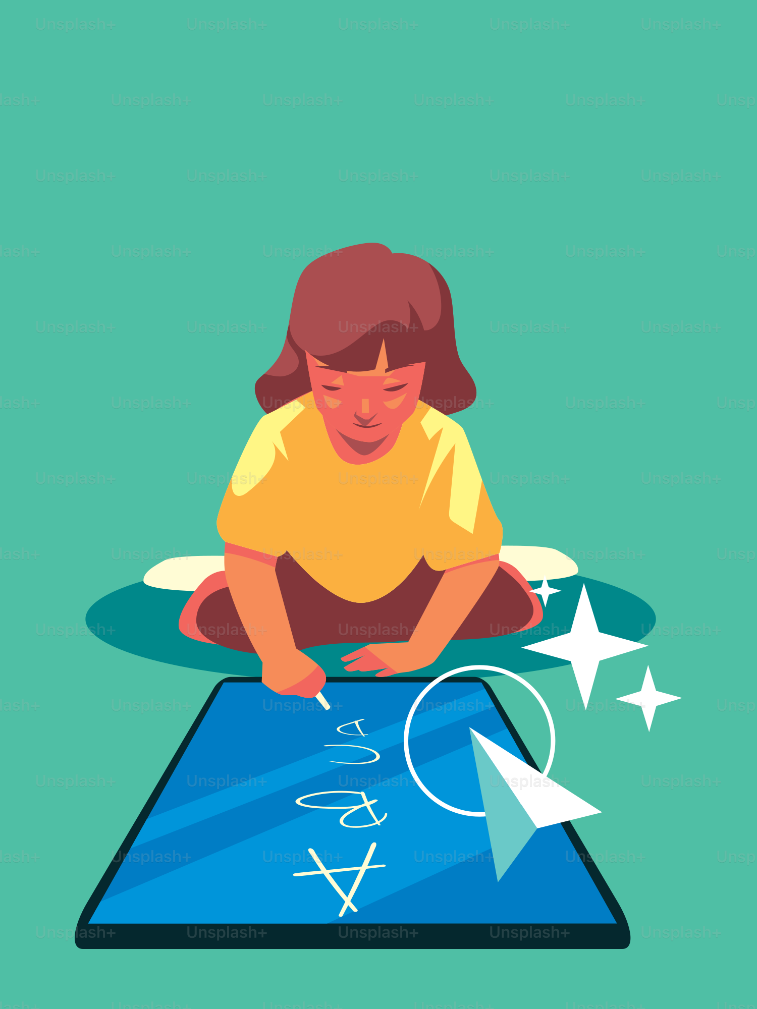 Enfant apprend à écrire sur une tablette numérique.