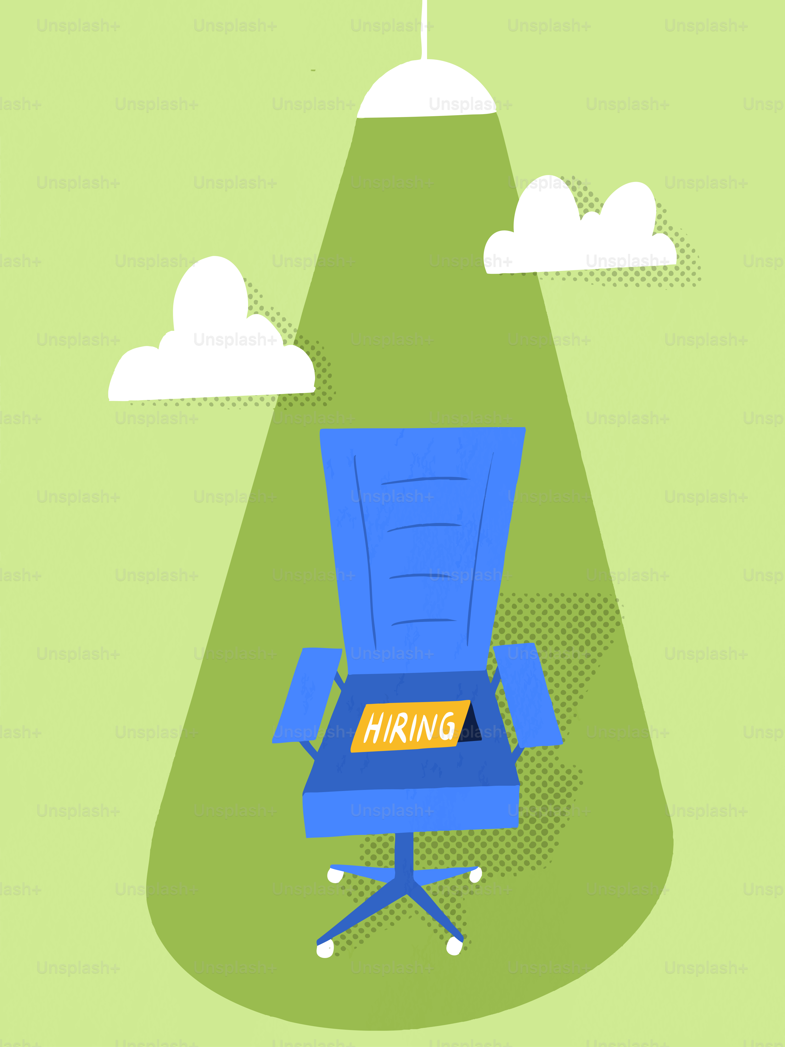 Chaise de bureau vide avec un panneau « embauche ».