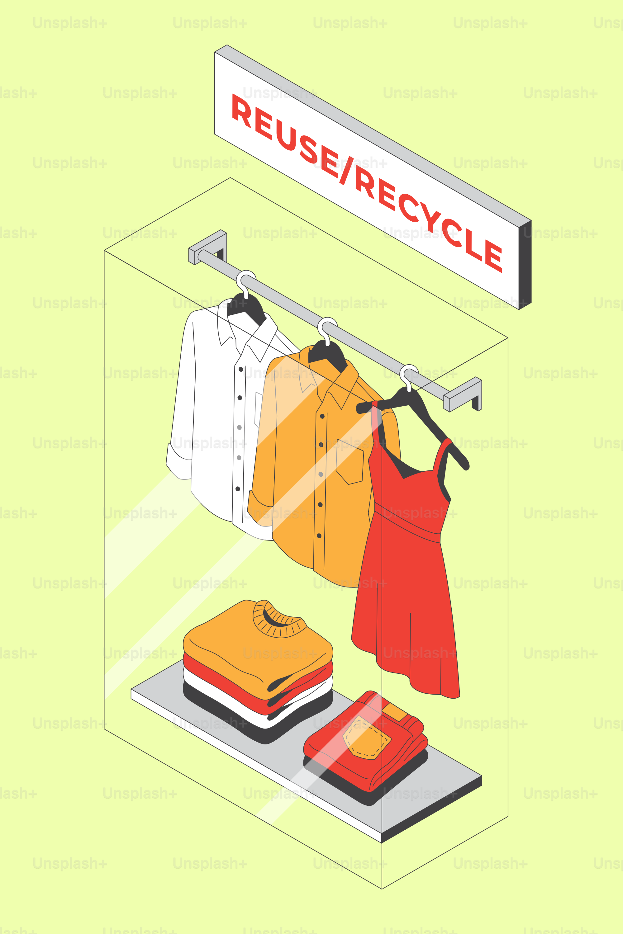 Clothes displayed for reuse or recycle