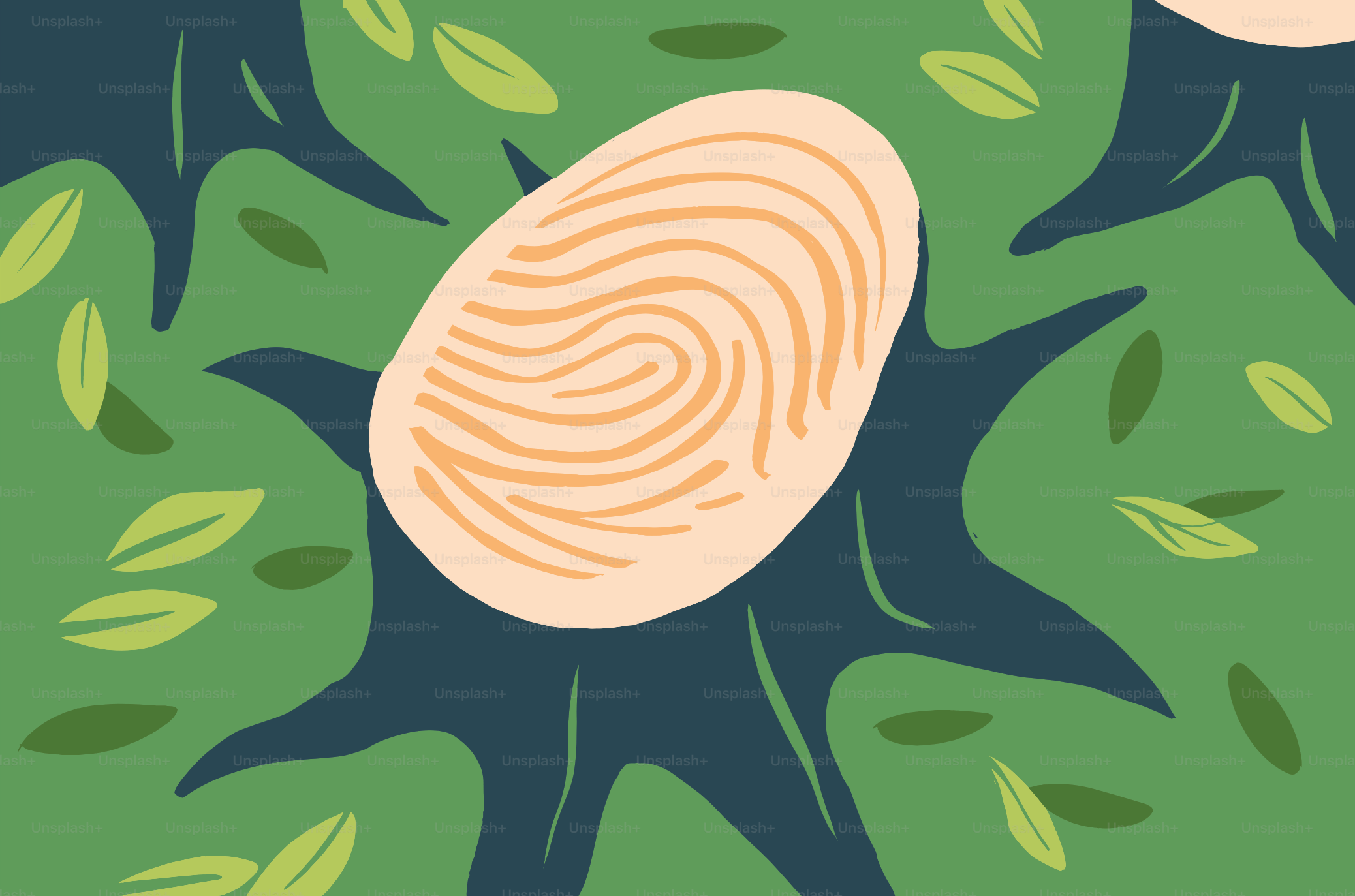 Une empreinte digitale sur une forme ovale claire.