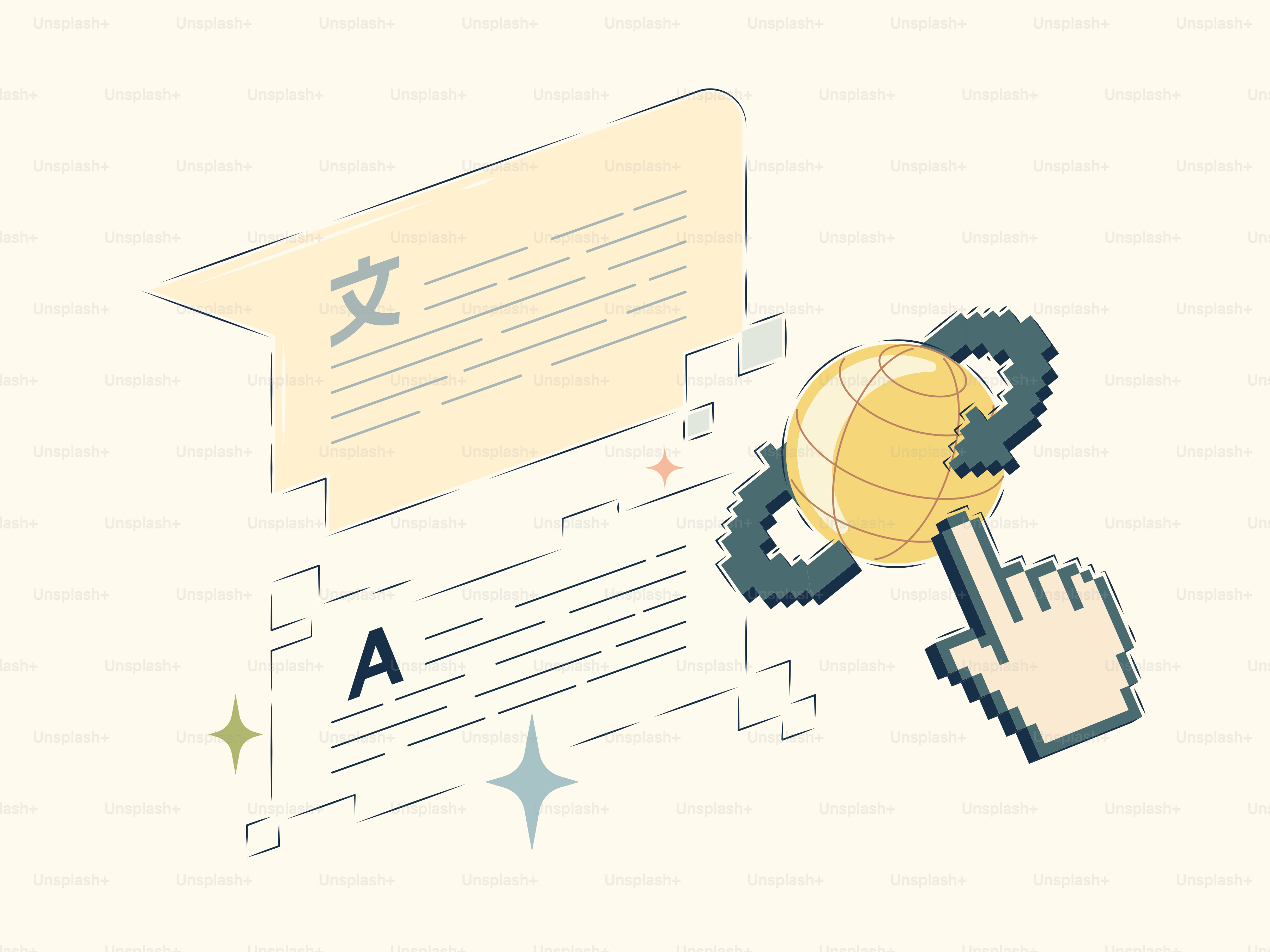 Digitale Übersetzung mit Cursor und Globus