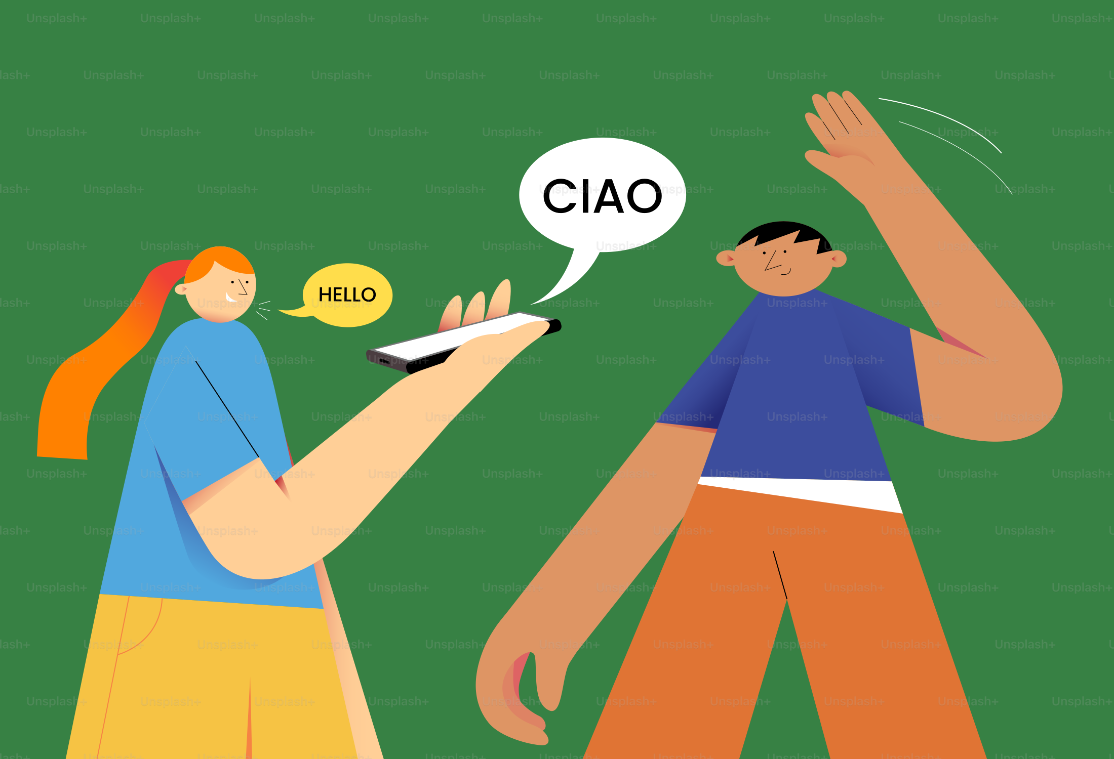 Menschen, die über eine Übersetzungs-App auf dem Handy kommunizieren