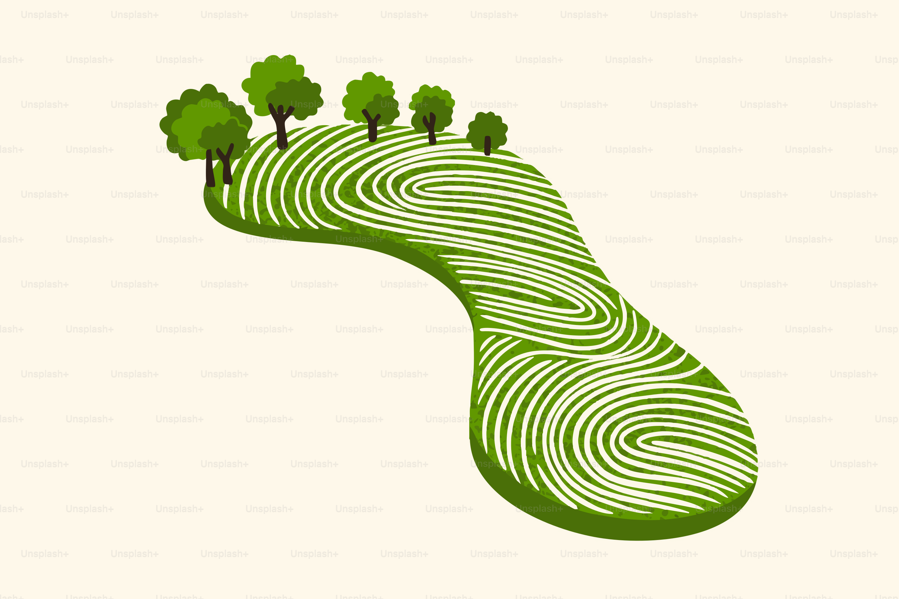 Green footprint with trees and concentric lines