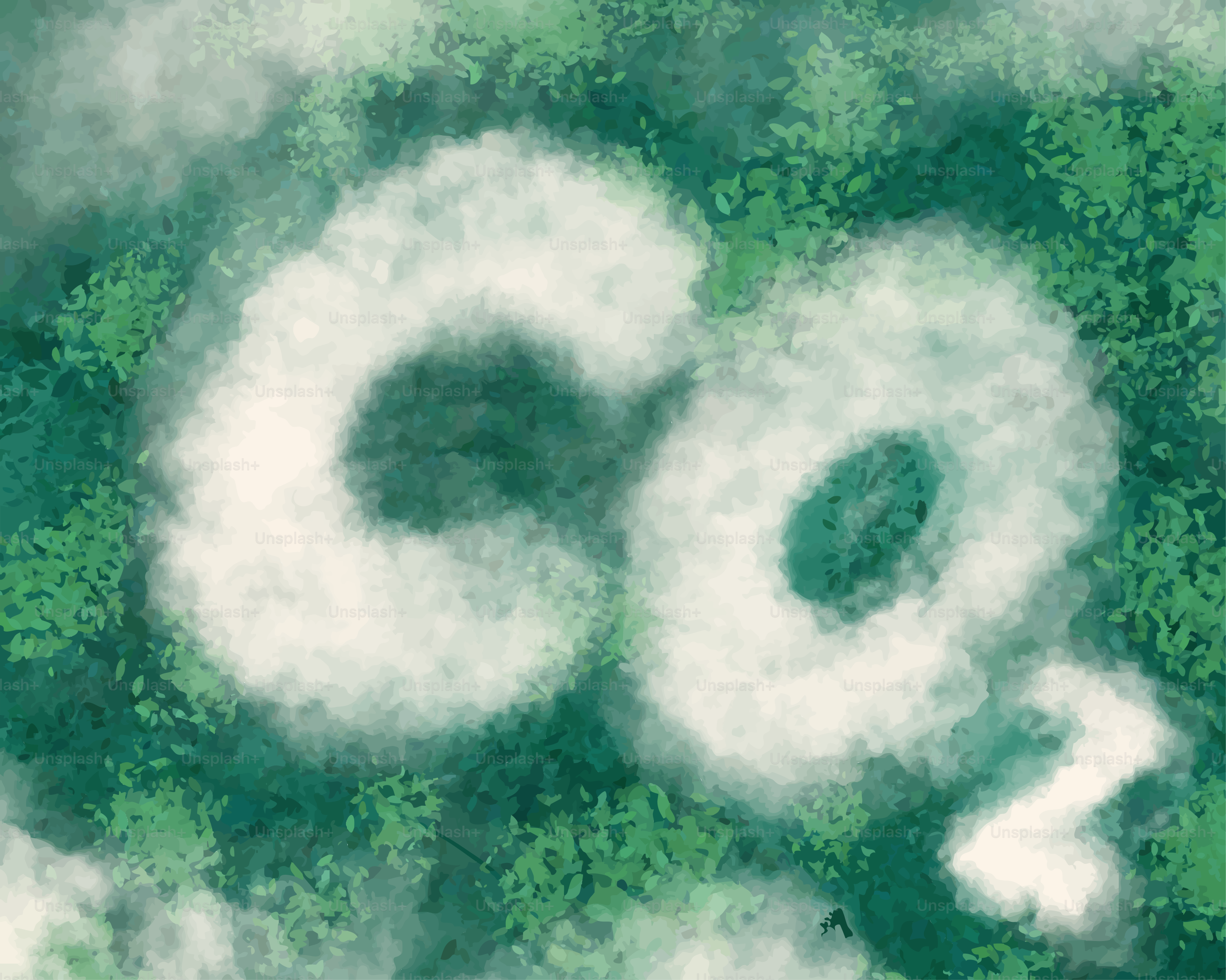 Co2 clouds formed over green trees