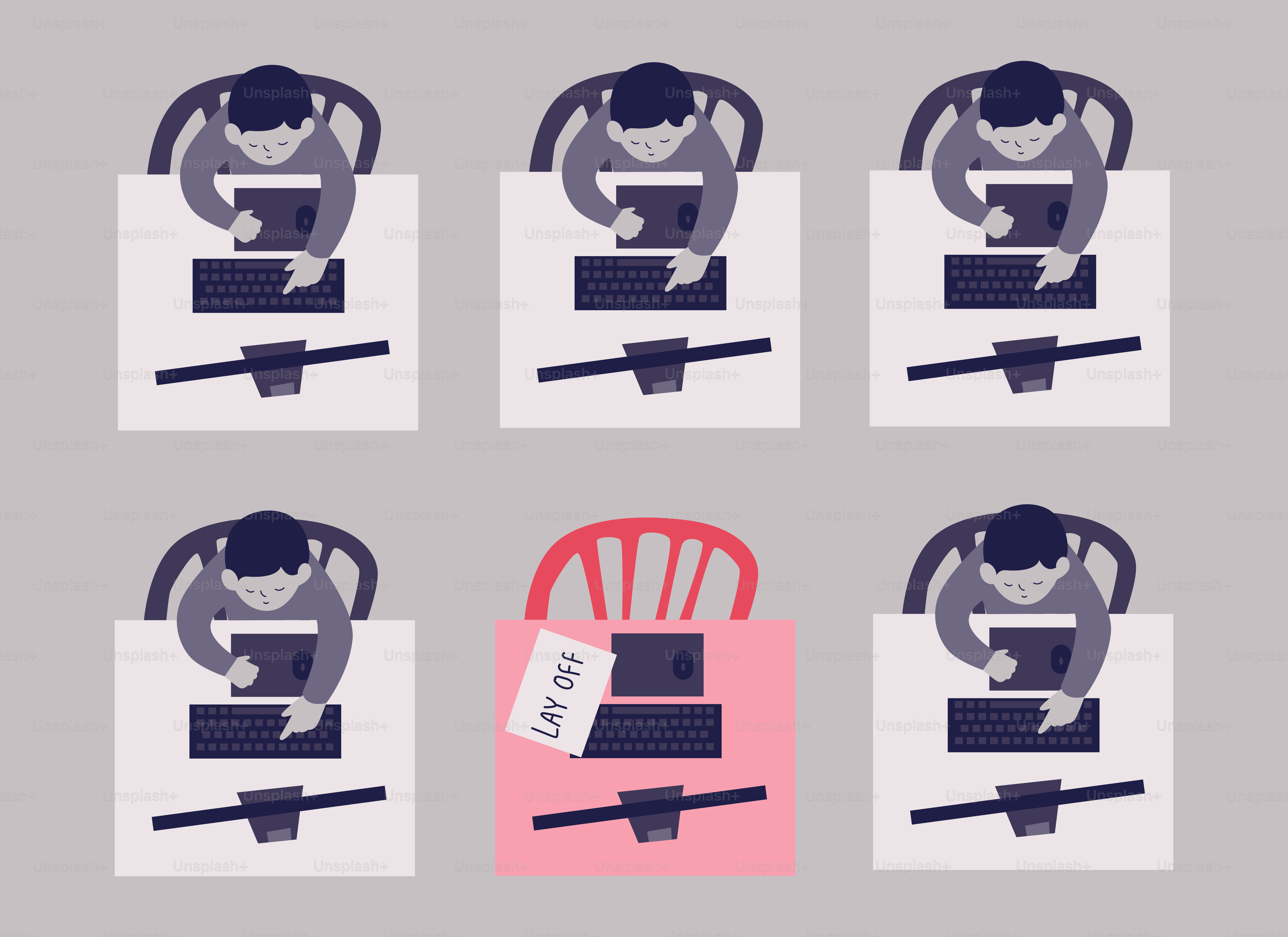 Des gens travaillant à des bureaux avec une chaise vide