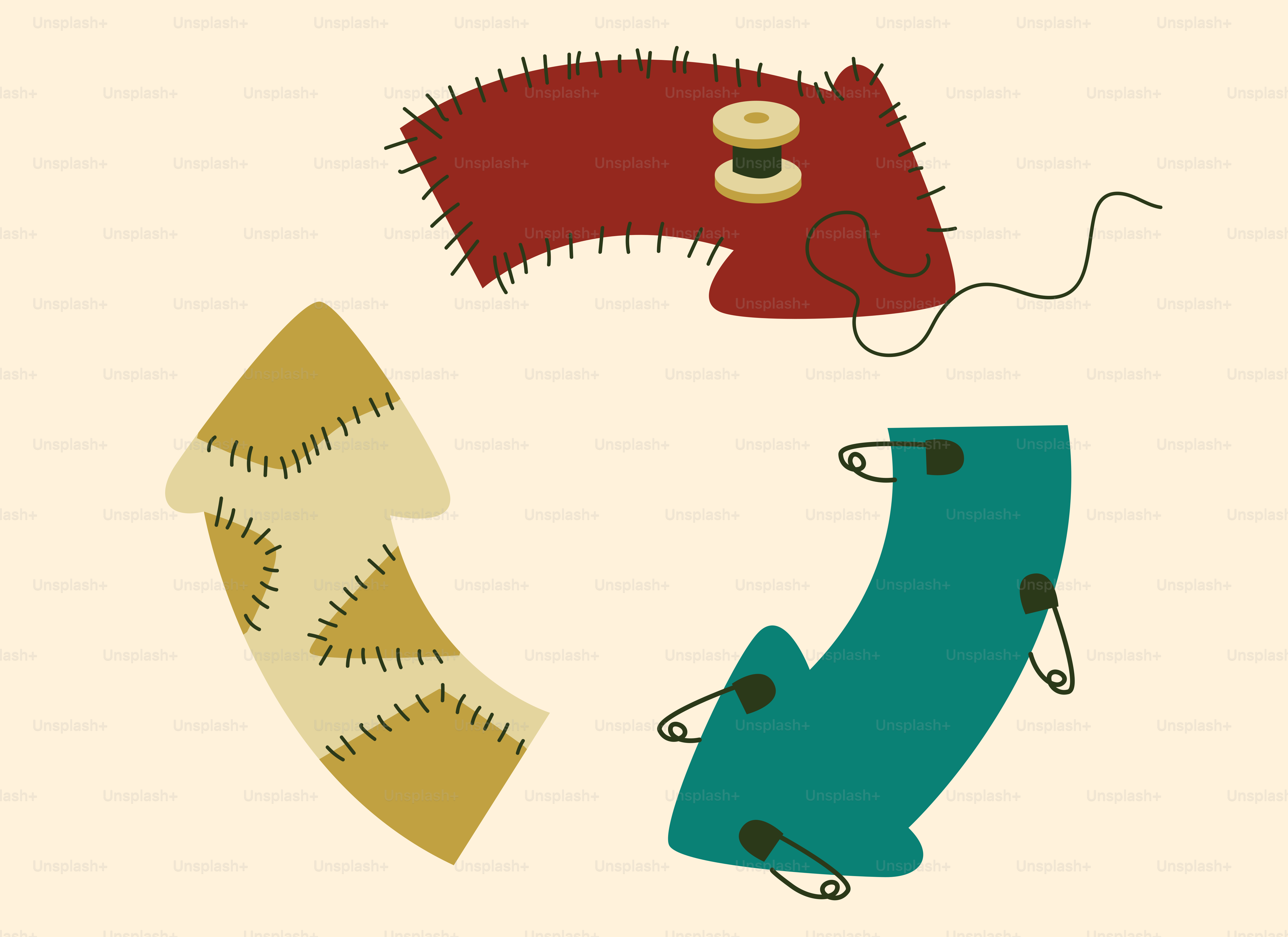 Symbole de recyclage fait de flèches en tissu