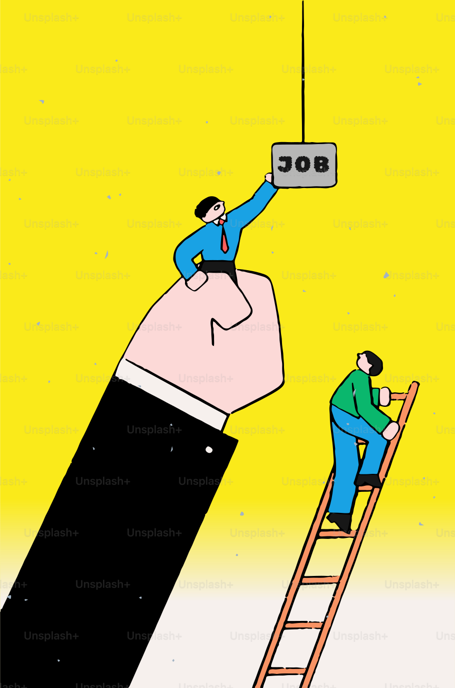 Uomo sulla scala che cerca un'opportunità di lavoro