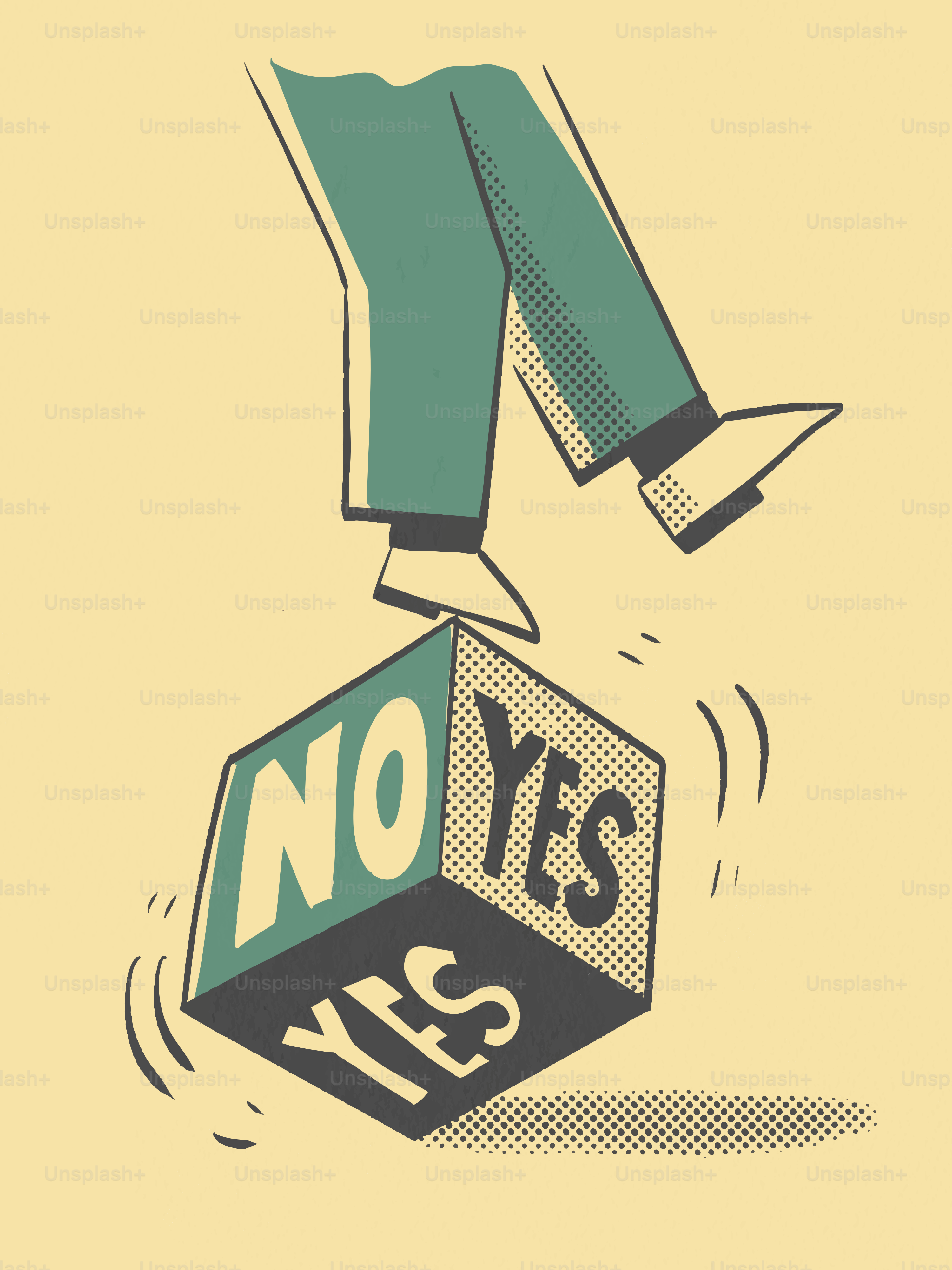 Calpestare un cubo con sì e no.