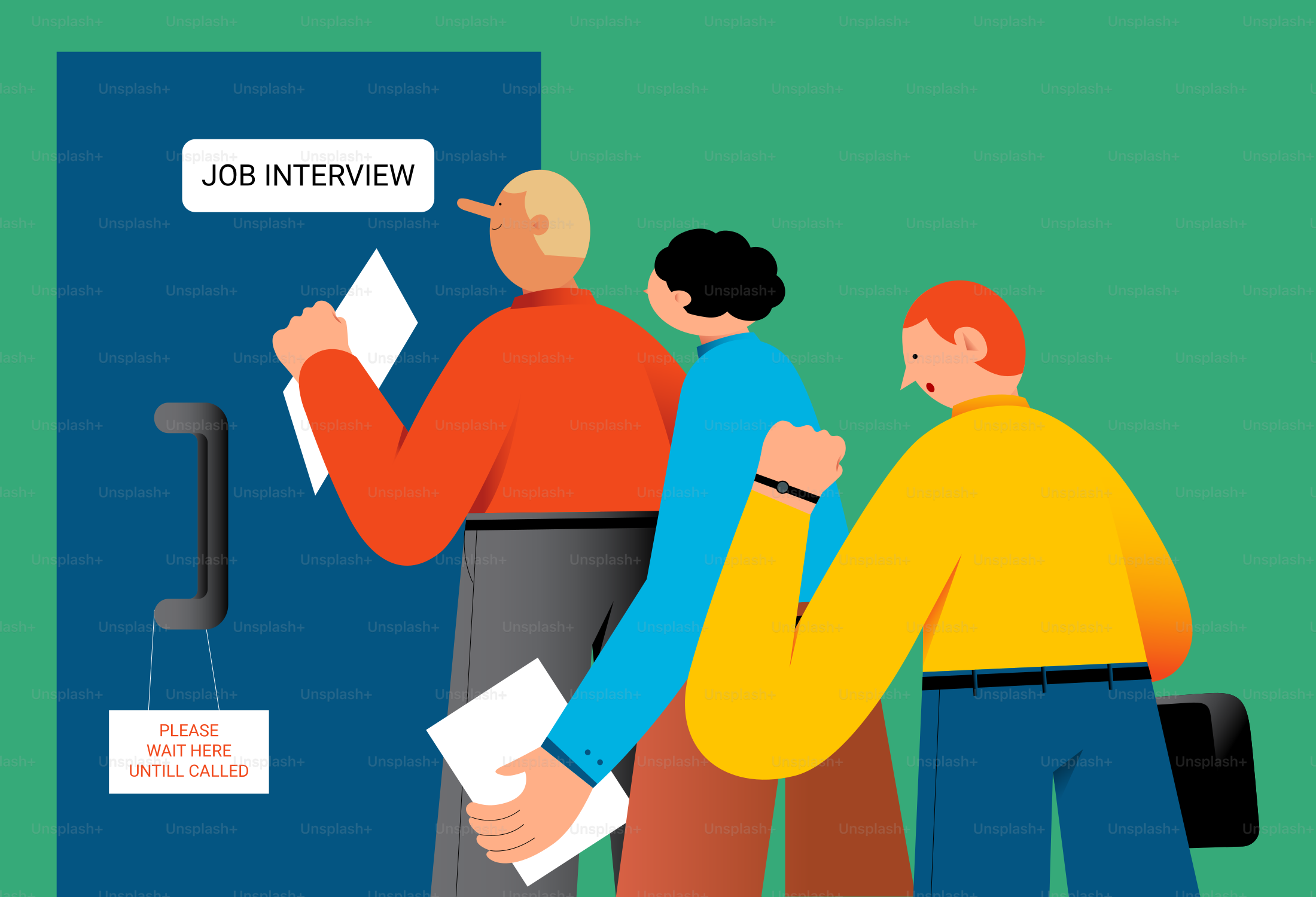 Leute, die in der Schlange für ein Vorstellungsgespräch stehen.