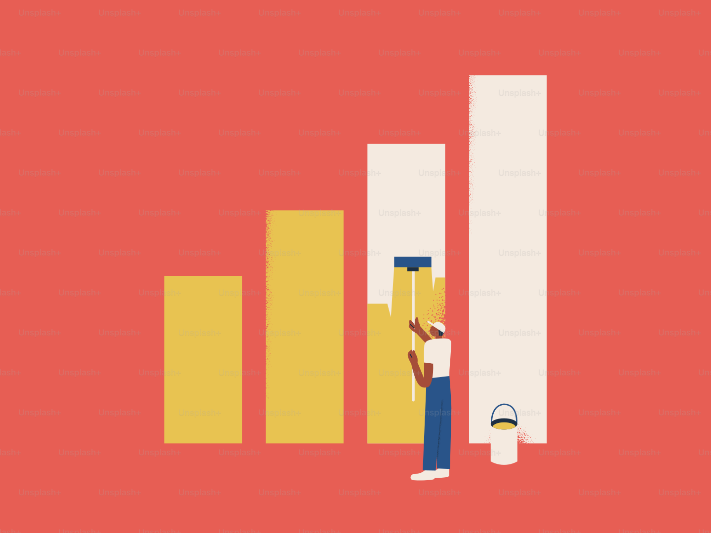 成長するチャートに棒を描く人物