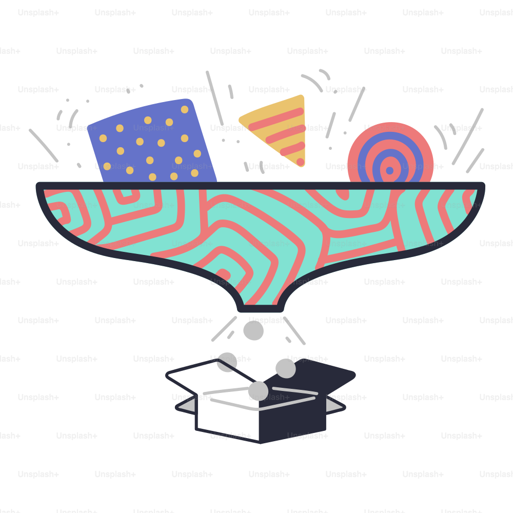 Abstract shapes falling into a box through a funnel. vector – Abstract ...