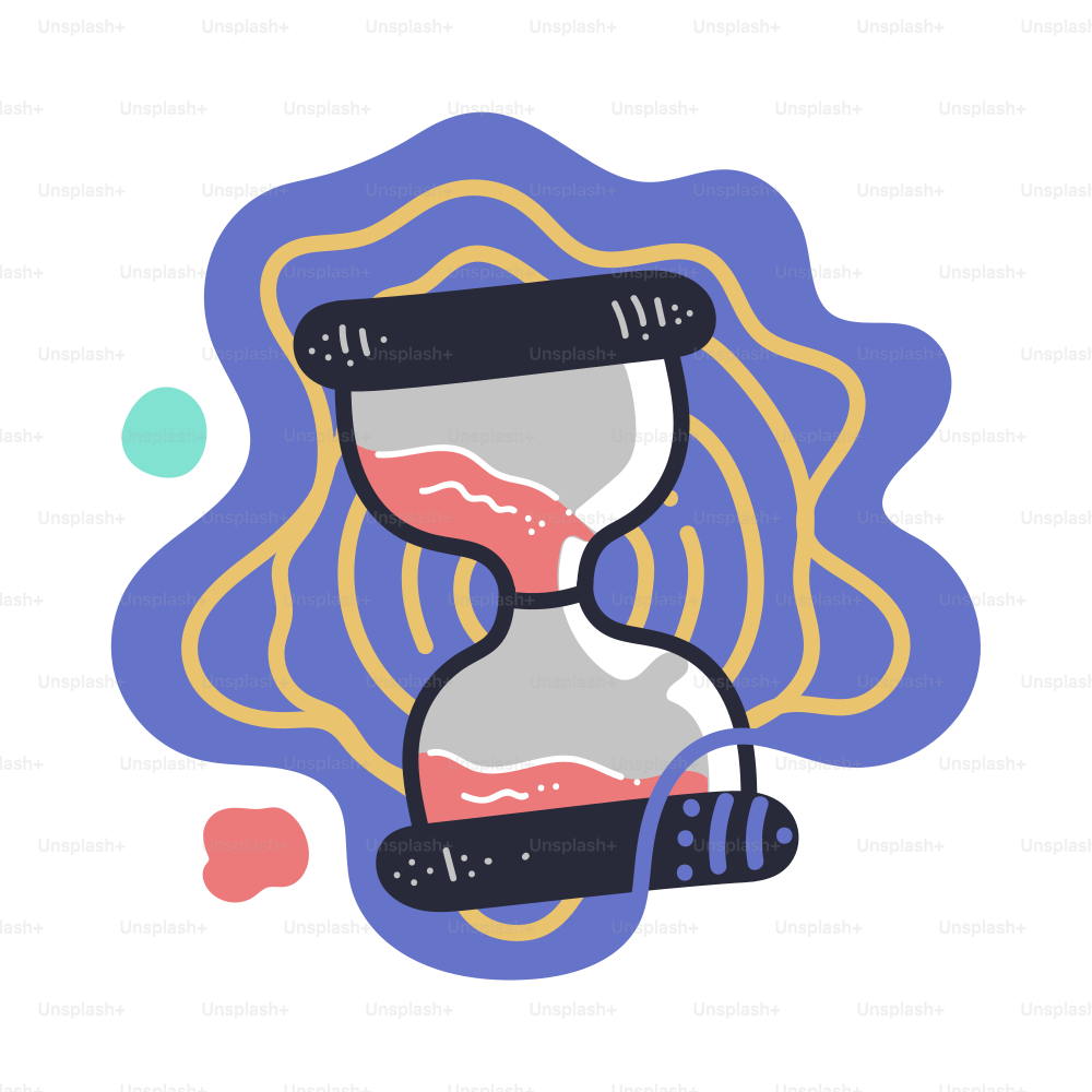 Hourglass with pink sand against abstract background