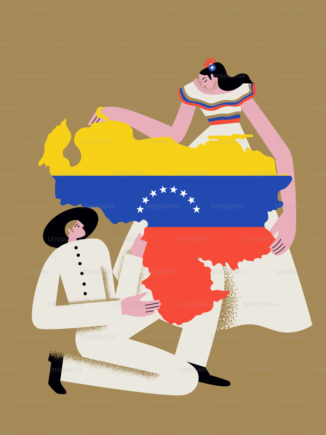 Paar hält die Venezuela-Karte mit Flaggenfarben