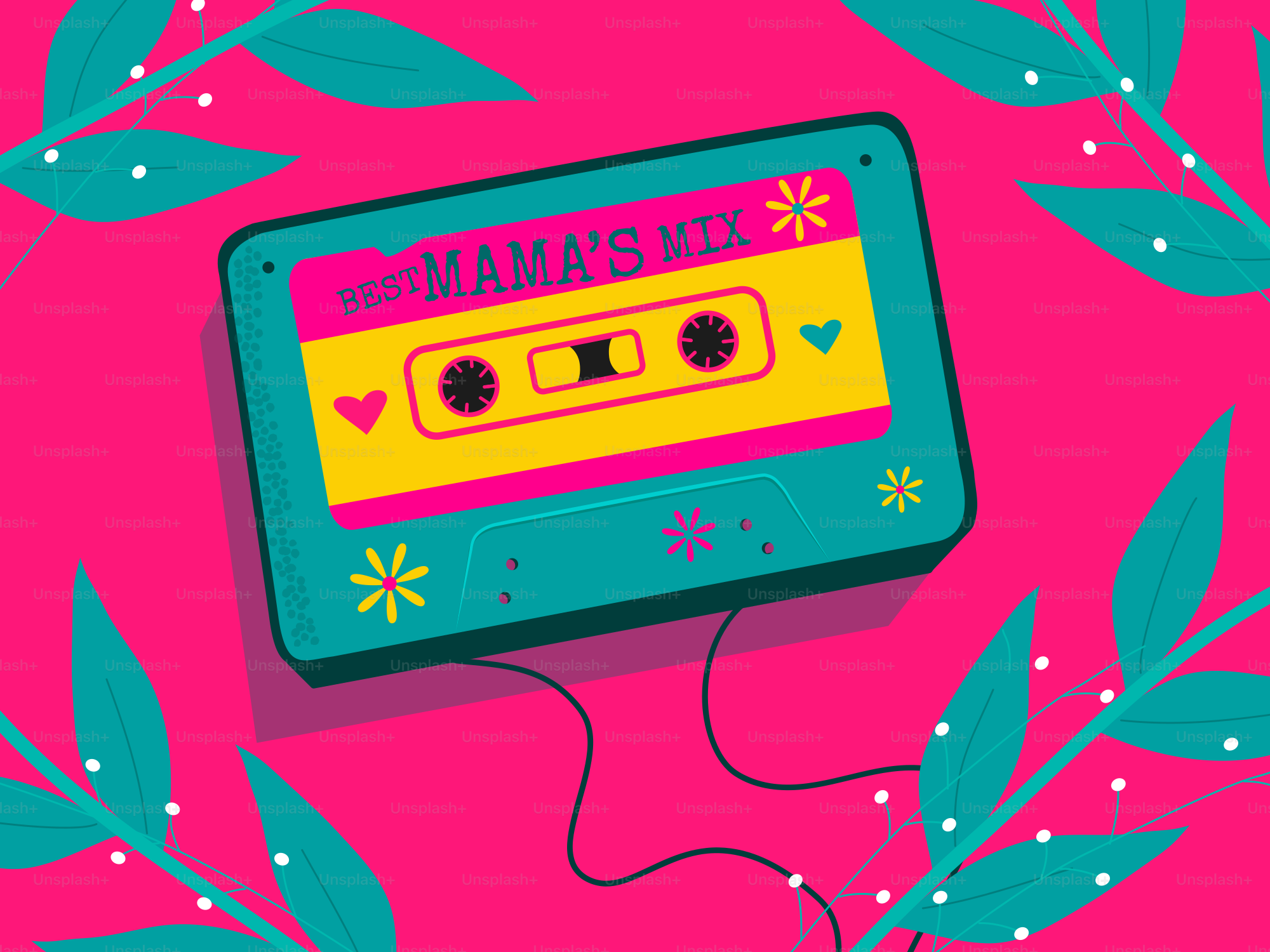 Nastro retrò con design colorato su sfondo rosa