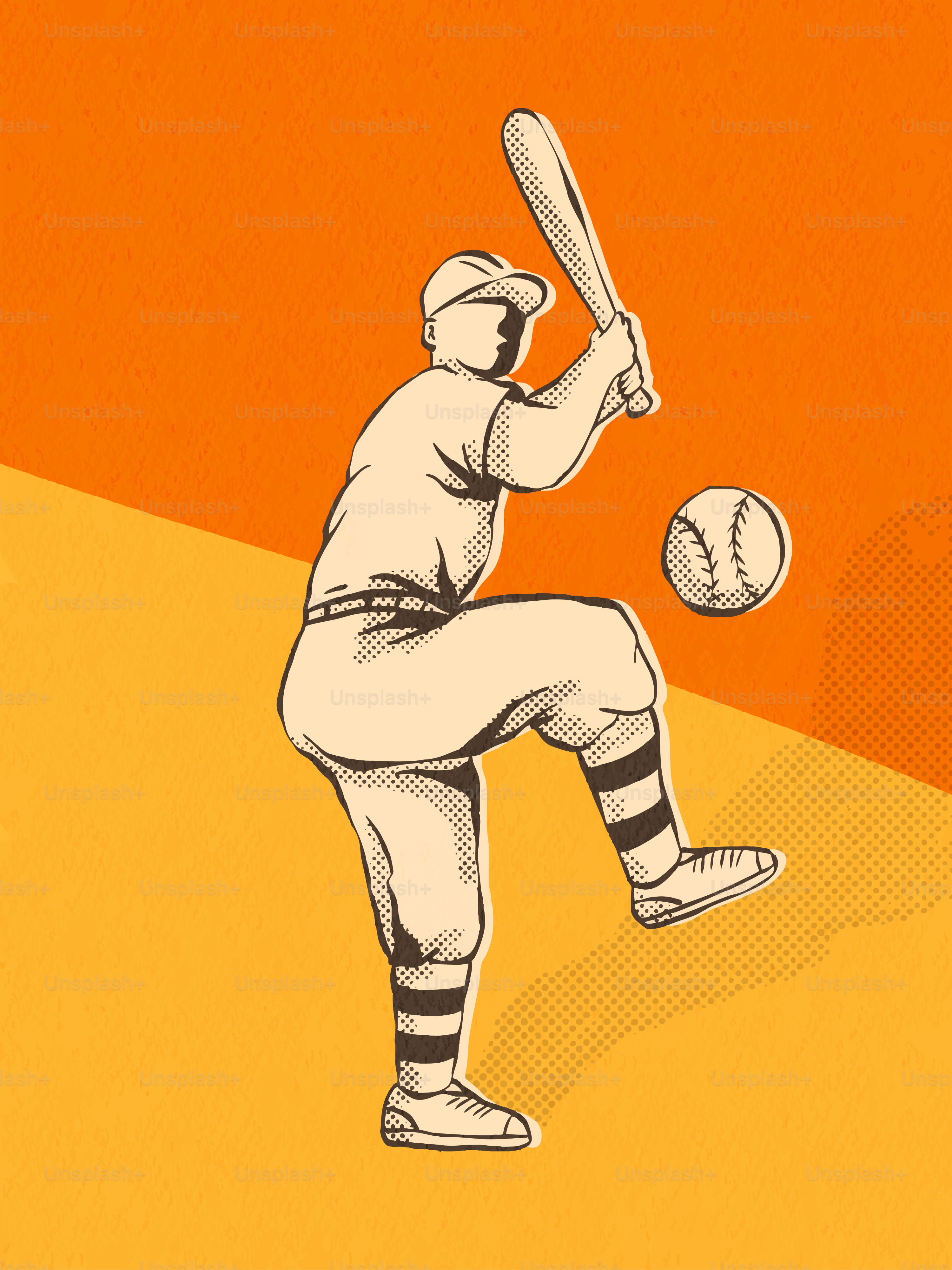 Joueur de baseball vintage qui balance la batte à la balle